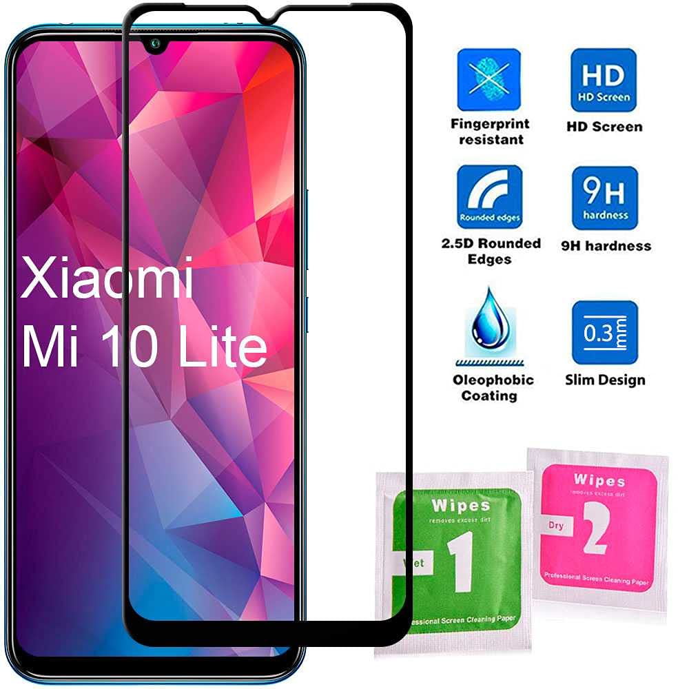 OcioDual Vetro Temperato Per Xiaomi Mi 10 Lite 5G – 0,33mm, 9H, Anti-Graffio E Anti-Urto (Bordo Nero)