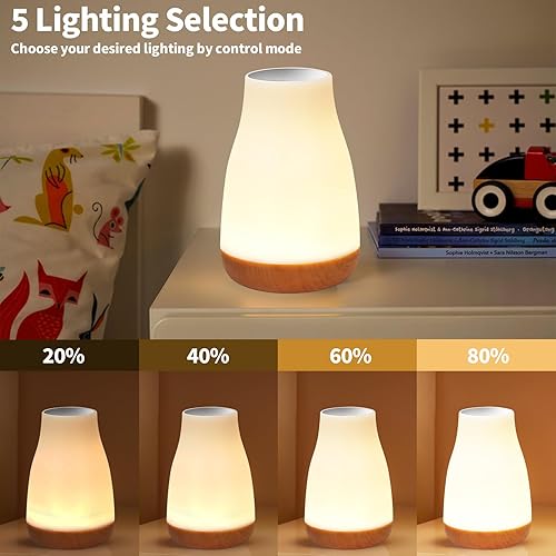 Miniatura 3 de Lámpara táctil portátil, control de sensor de mesa, lámparas de noche con puerto de carga USB rápida, 5 niveles de luz blanca cálida regulable y 13