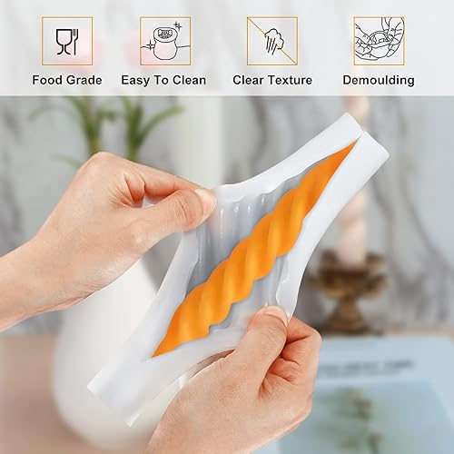 Miniatura 4 de PATIKIL Paquete de 3 moldes para hacer velas cónicas, molde de vela en espiral 3D, molde largo de silicona torcida para velas para hacer velas, mesa
