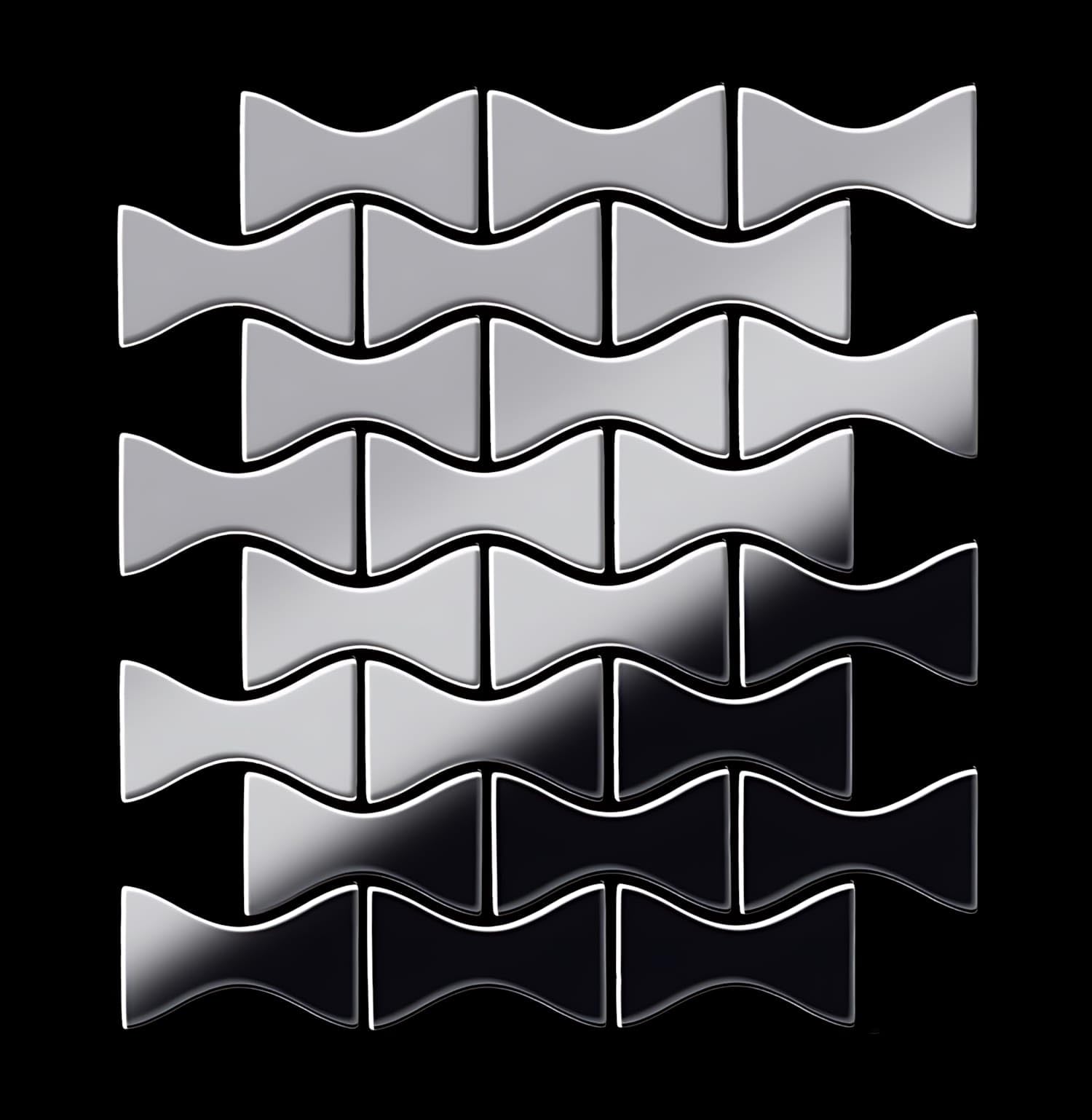Azulejo mosaico de metal sólido Acero inoxidable pulido espejo gris 1,6 mm de grosor ALLOY Kismet-S-S-M diseñado por Karim Rashid 0,86 m2