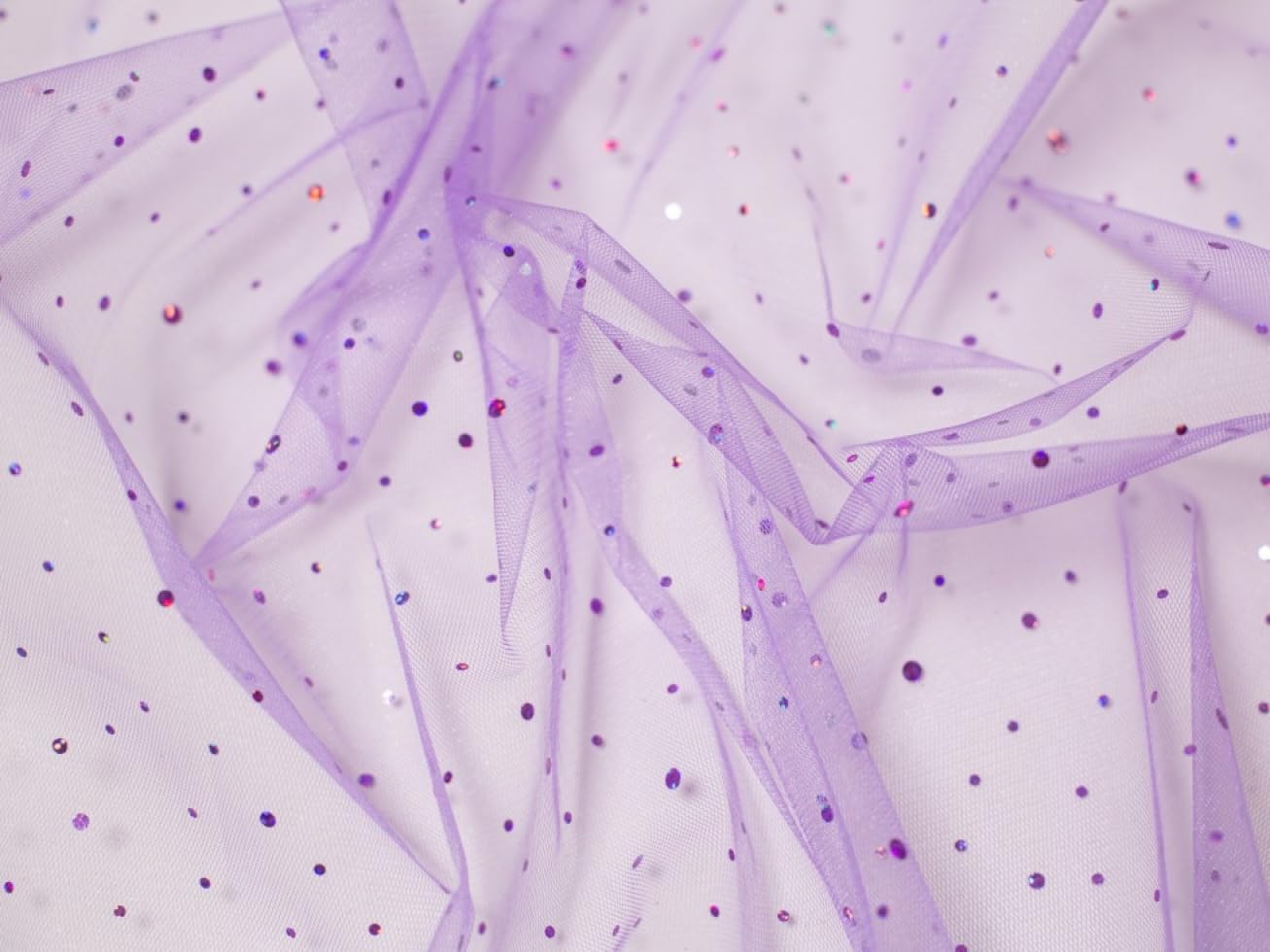 Minerva Sequin Tulle Net Fabric Lilac - per metre
