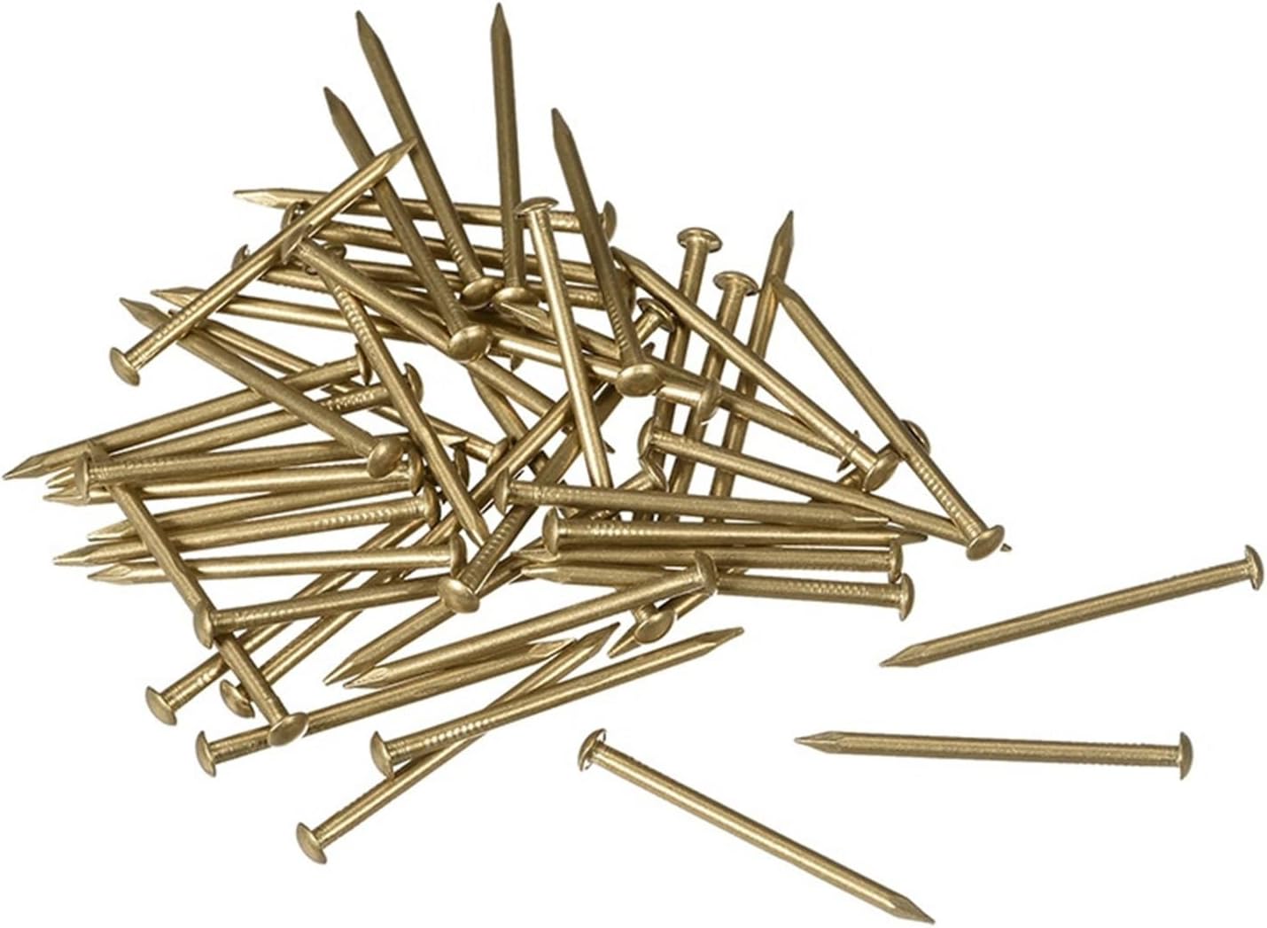 50pcs Brass Small Mini Nails 1.5x25mm Round Head Tiny Brass Nails for DIY Furniture Hinge Drum Wooden Jewelry Box