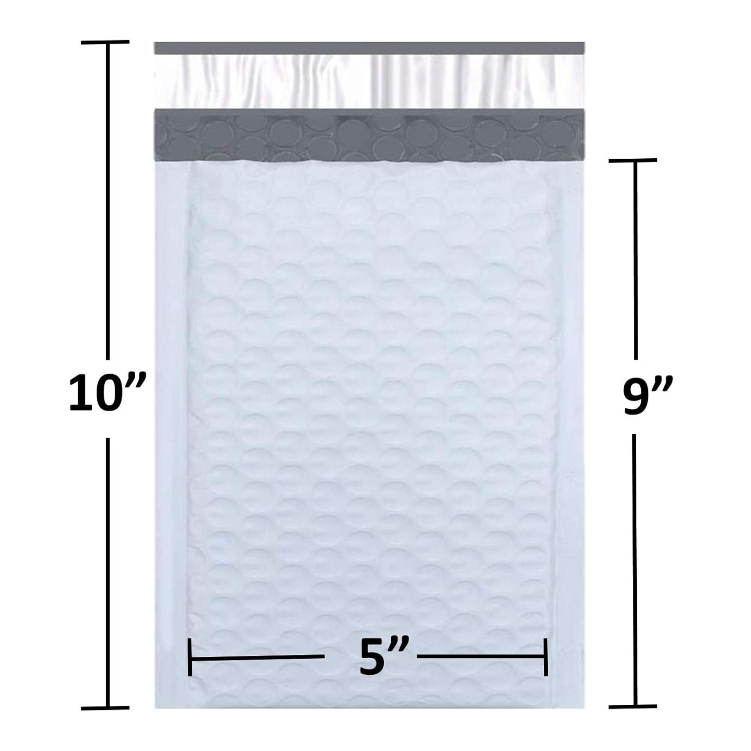 SALES4LESS - Poly Bubble Mailers, Waterproof & Cushioned Padded Envelopes for Shipping, 5 x 10 in (50 Pack, White)