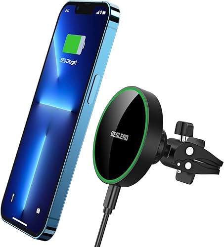 Cargador de coche inalámbrico magnético, carga rápida compatible con cargador de coche MagSafe, soporte de ventilación de aire compatible con
