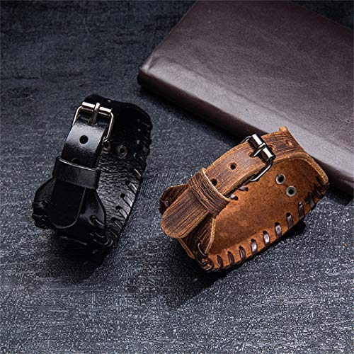 Image of GelConnie Viking Bracelet Punk Leather Cuff Bracelet Gothic Leather Wristband Bracelet with Nordic Amulet Scandinavian Talisman Celtic Pagan Jewelry