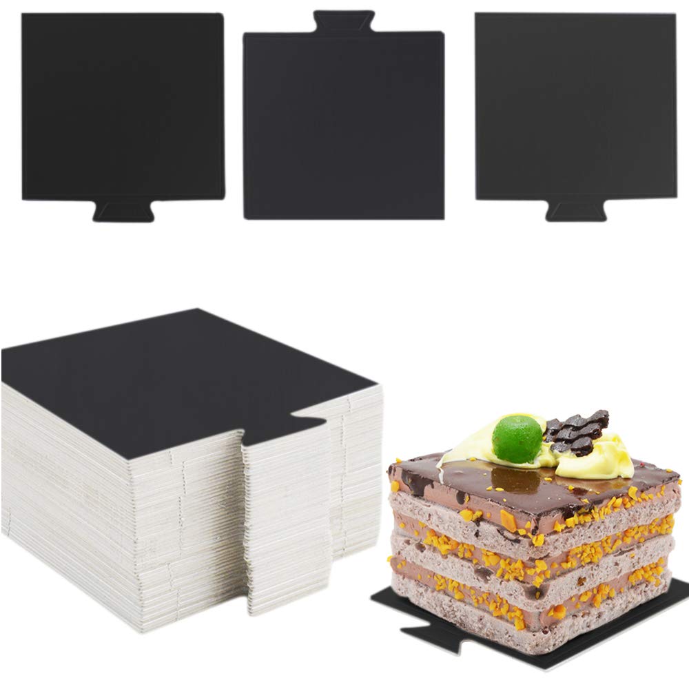 Buy 100 Sheets Black Mousse Cake Board,Recyclable Mini Cake Dessert