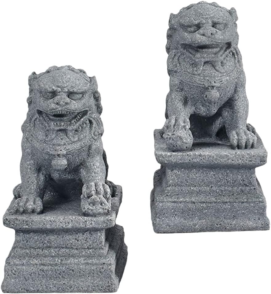 Angoily 2Pcs Kleinen Löwen Skulptur Lion Statue Skulptur Chinesischen