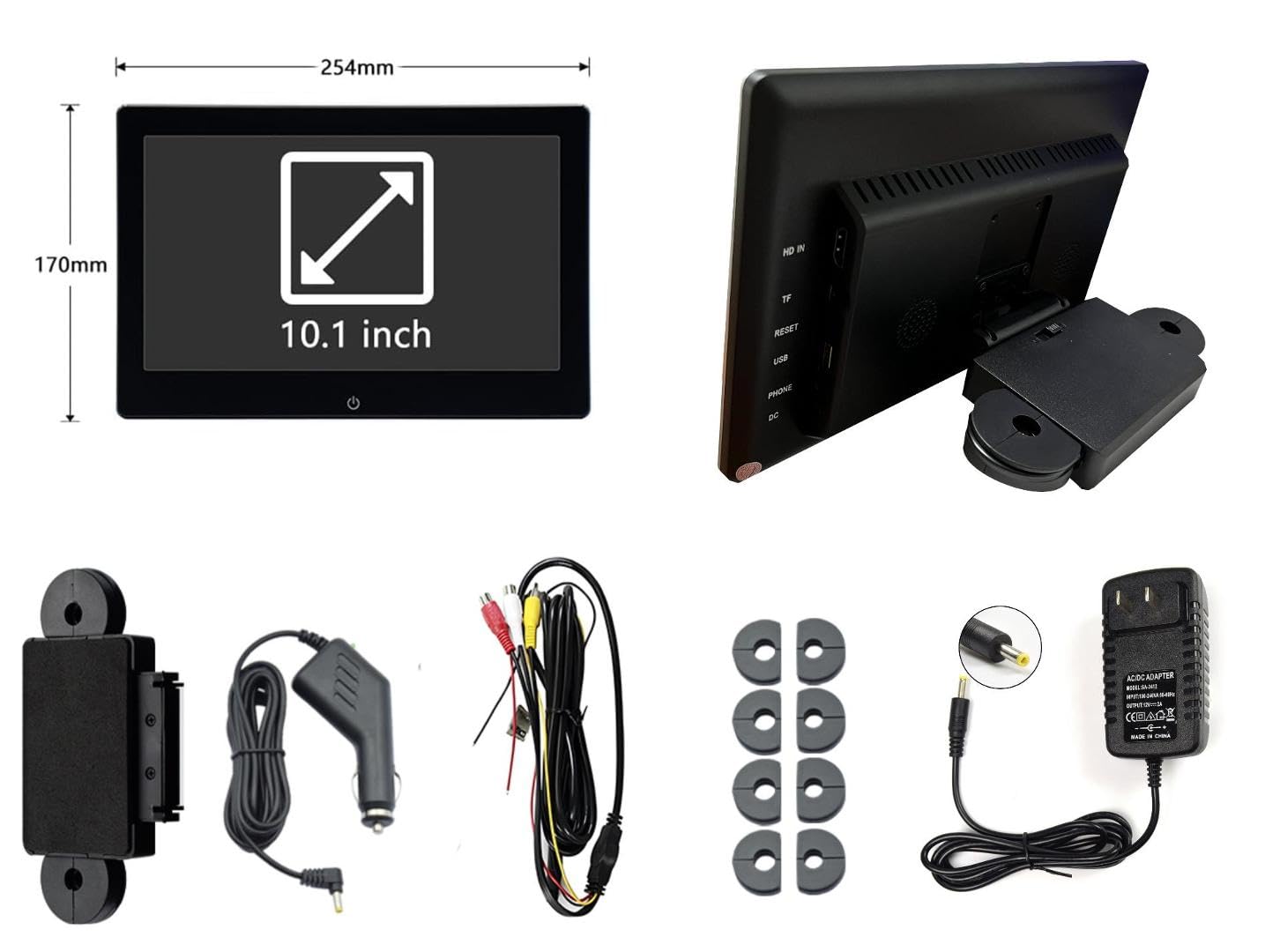 10,1 pouces 4K Android 13 Moniteur de appuie-tête pour voiture avec TV, support pour liaison miroir sans fil de téléphone, écran tactile, entrée HDMI, tablette USB/carte SD lecteur