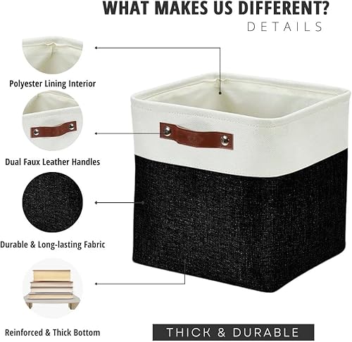 Miniatura 5 de DECOMOMO - Cubo de almacenamiento de 11 x 11 pulgadas, cubo de tela plegable y decorativo para estantes, armarios, habitación de niños, ropa, baño