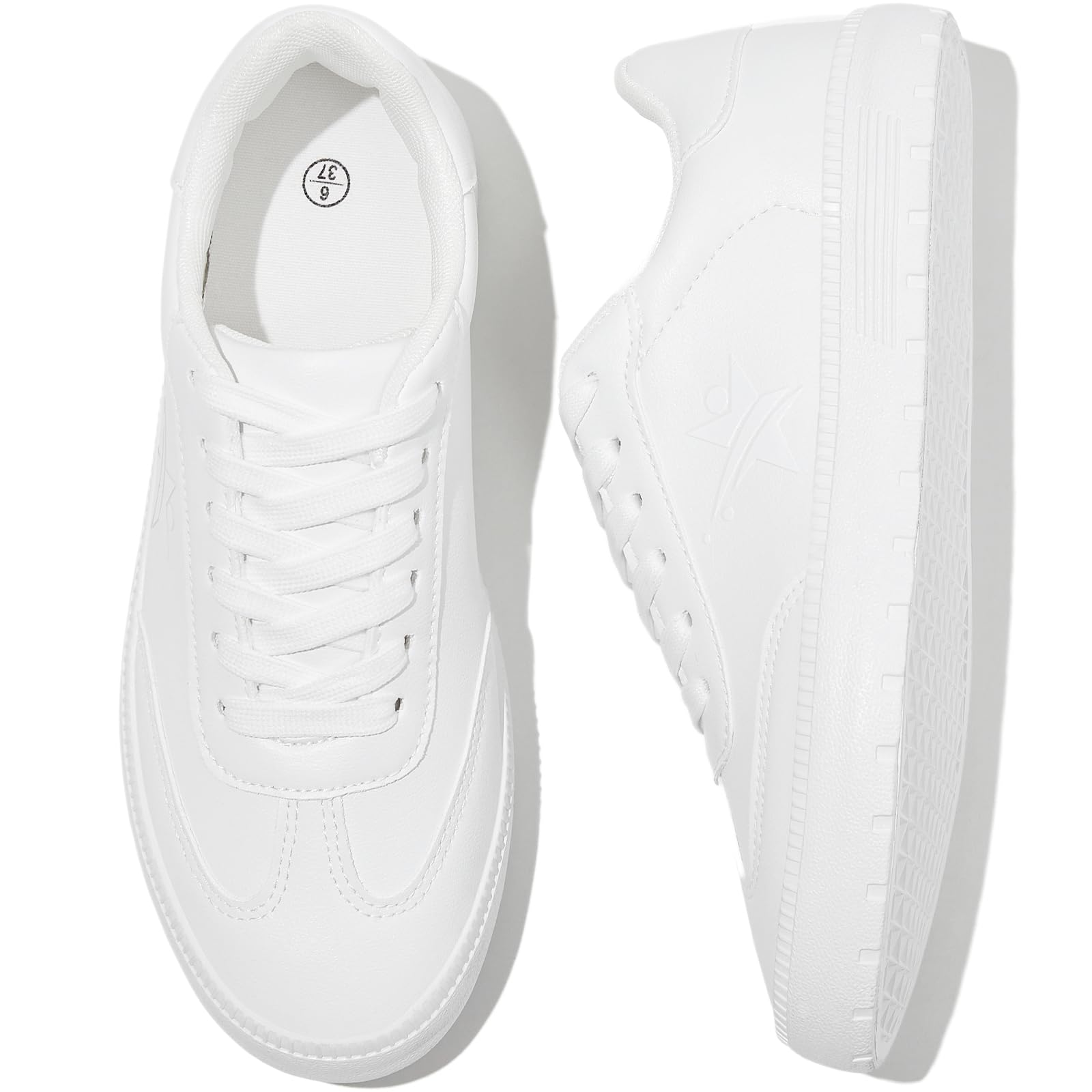Rominz Womens White Tennis Shoes Fashion PU Leather Sneakers Lightweight Casual Walking Shoes for Unisex