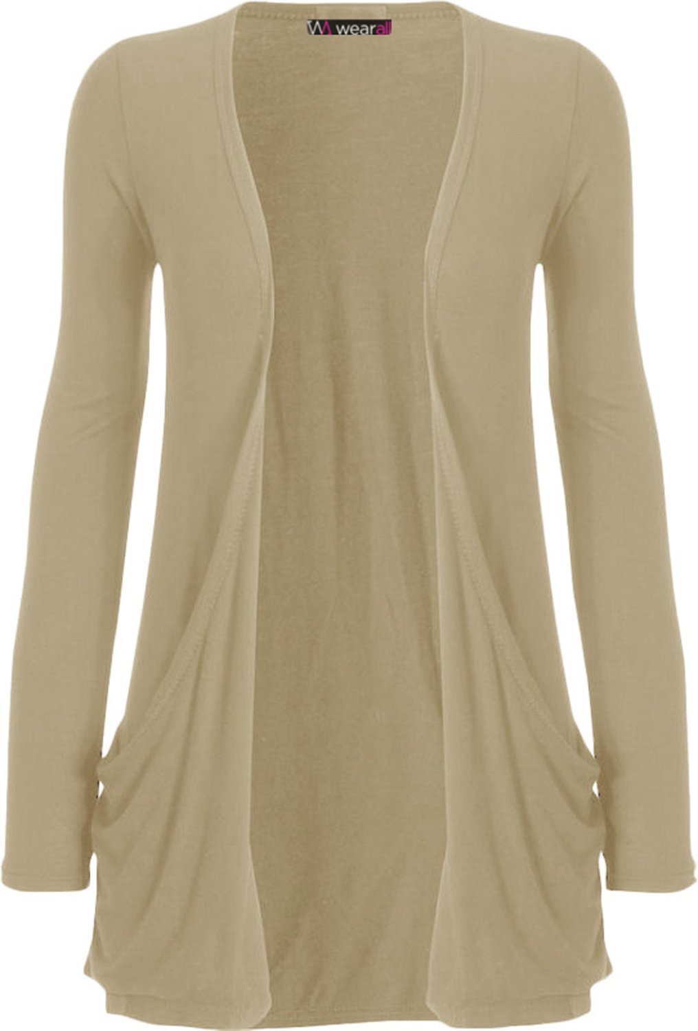 WearAll Ladies Long Sleeve Boyfriend Cardigan Womens Top - Stone - 20/22