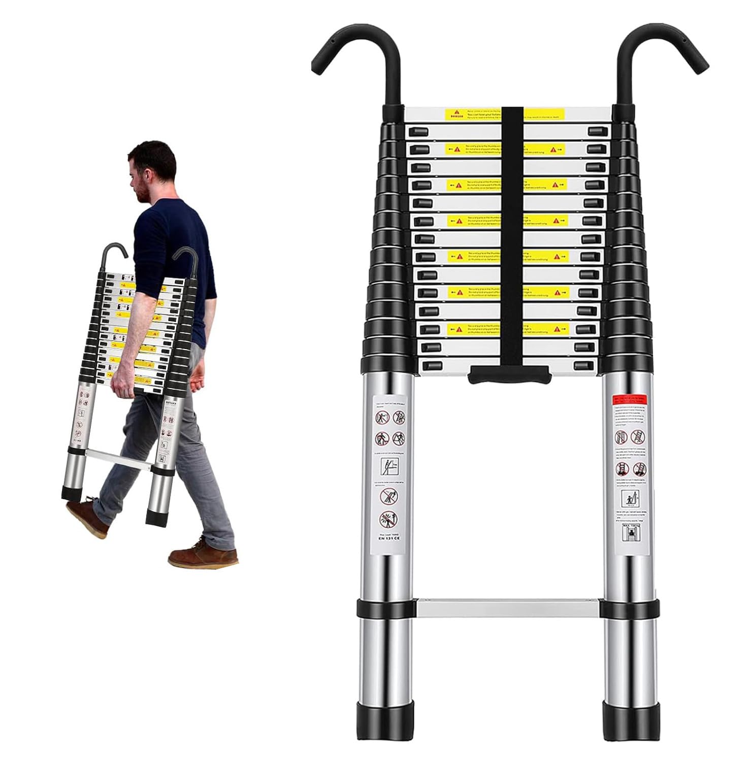 Escalera telescópica multiusos plegable y extensible de aluminio 6 m
