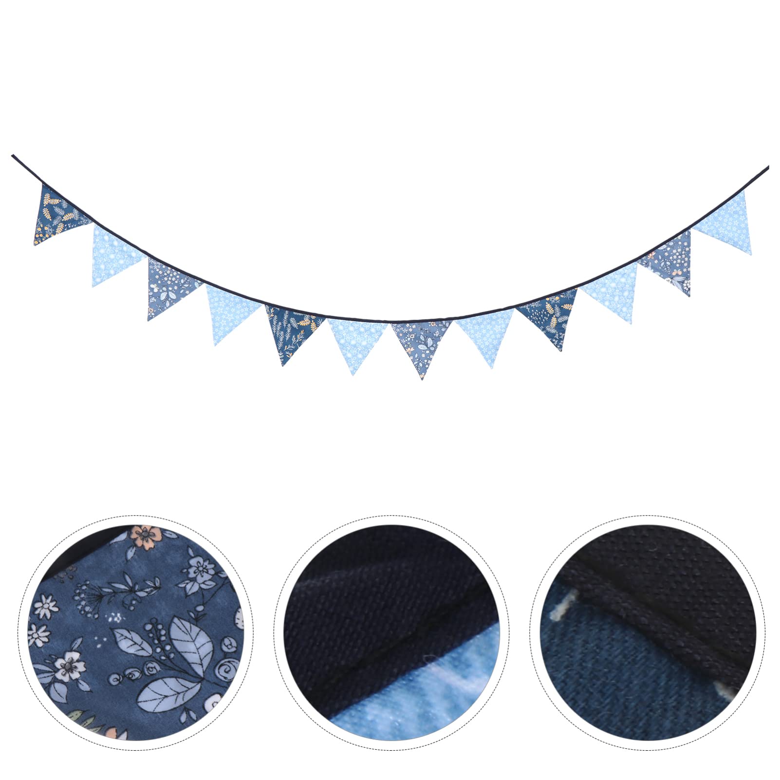 Amosfun 3st Jeansblauer Wimpel Hochzeitsdeko Hängender Wimpel Dekorativer Wimpel Baumwollbanner Banner-requisiten- Hängende Verzierung Party-banner Partyschmuck Blue Baumwolle