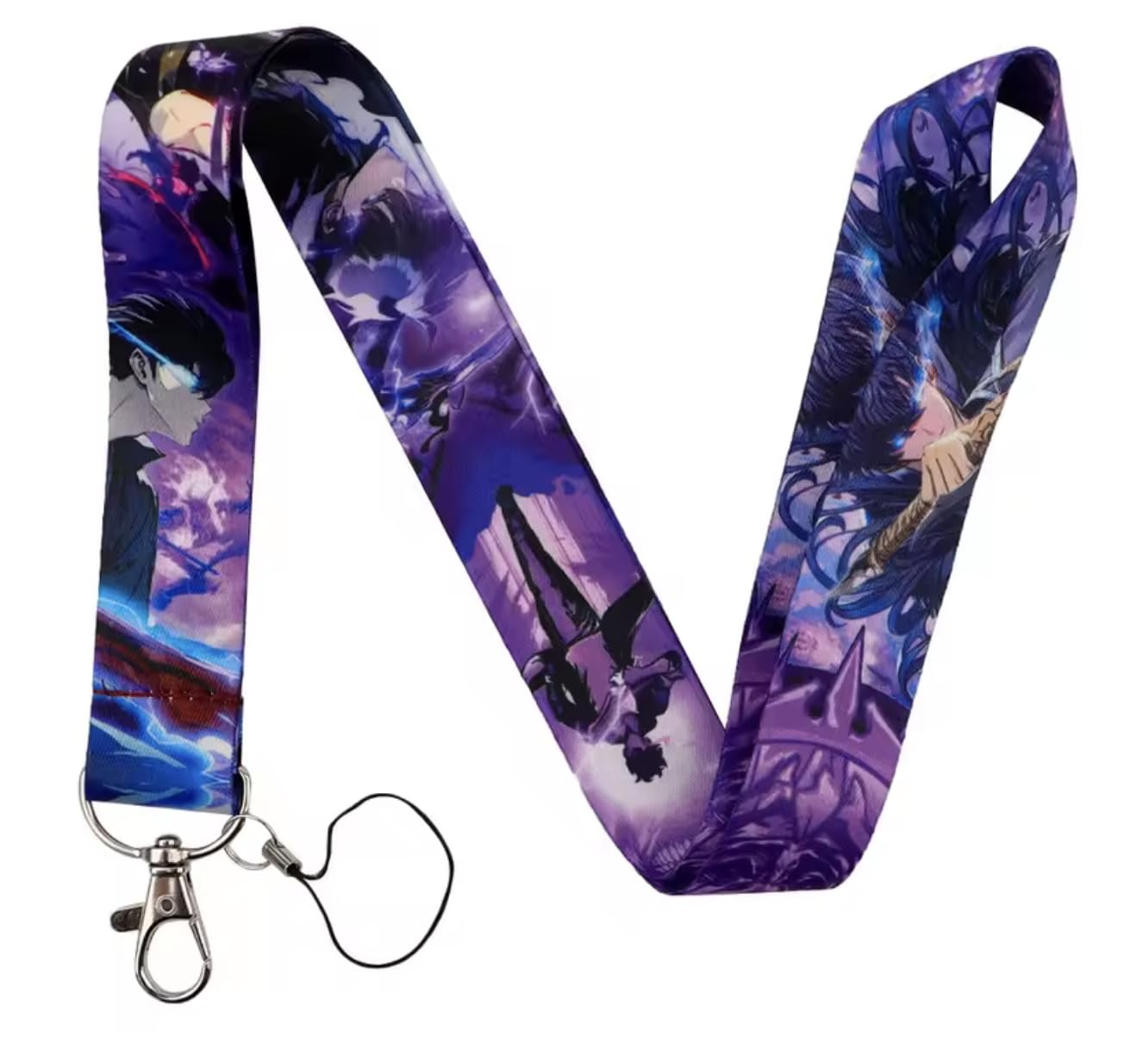 Pinstant Unisex White Solo Leveling Only I Level Up South Korean Web Novel Comic Webtoon Anime Manga 17.7" Neck Lanyard Keychain Holder Id Badge Mobile Phone Pin Strap