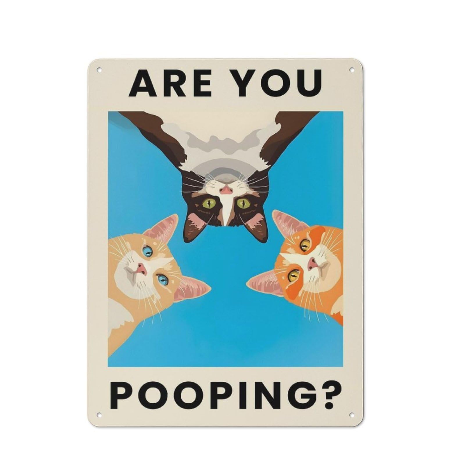 Junmoney Style Industrial Metal Sign With 3 Cats Are You Pooping Design 40X30cm, Modern Retro Loft Wall Plaque For Workspace, Cafe, Hallway Or Garage