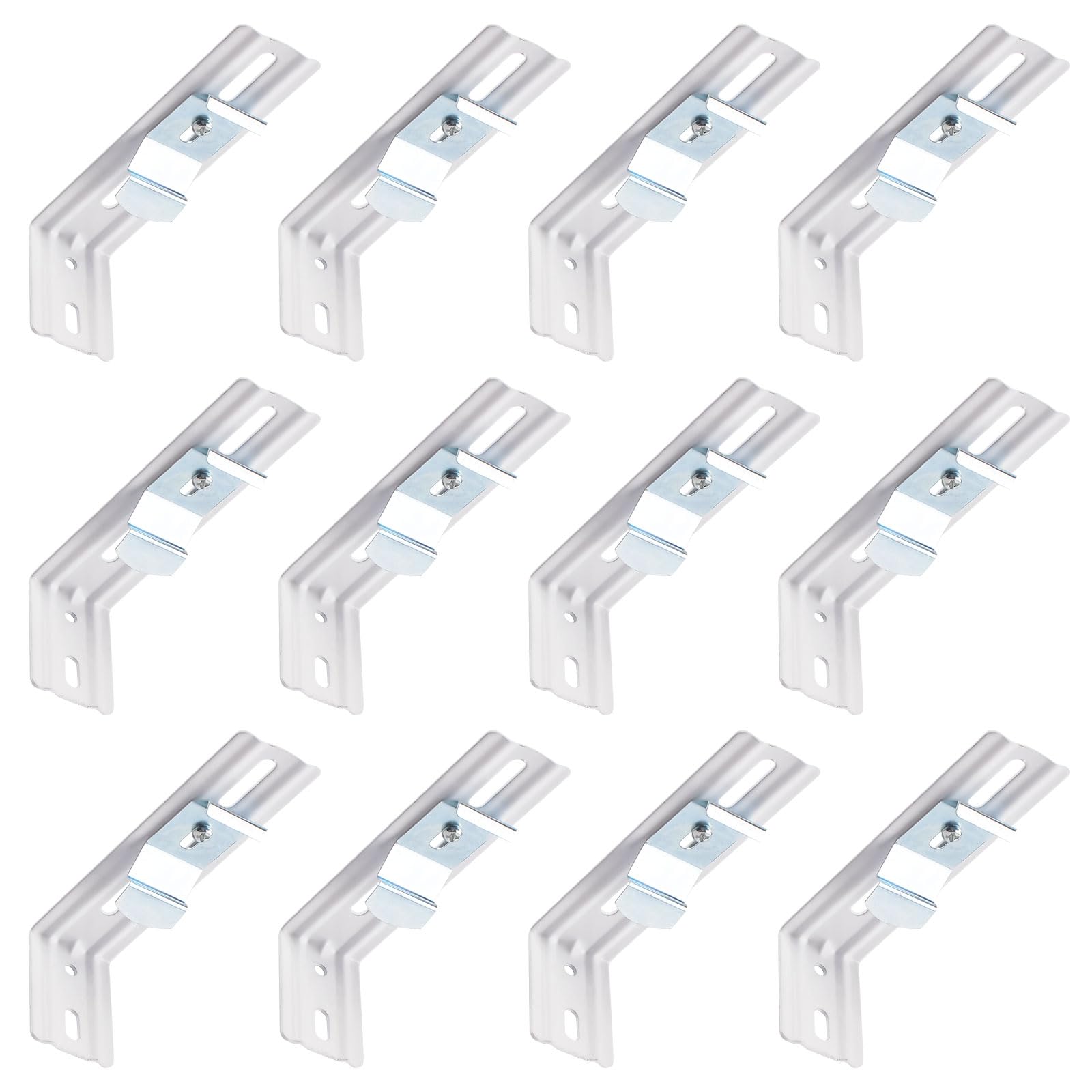 UFURMATE 12Pcs Vertical Blind Bracket 4.2 Inch Length Metal Vertical Blinds L-Shaped Brackets Clips Side Mounting Blind Holder Replacements (Silver)