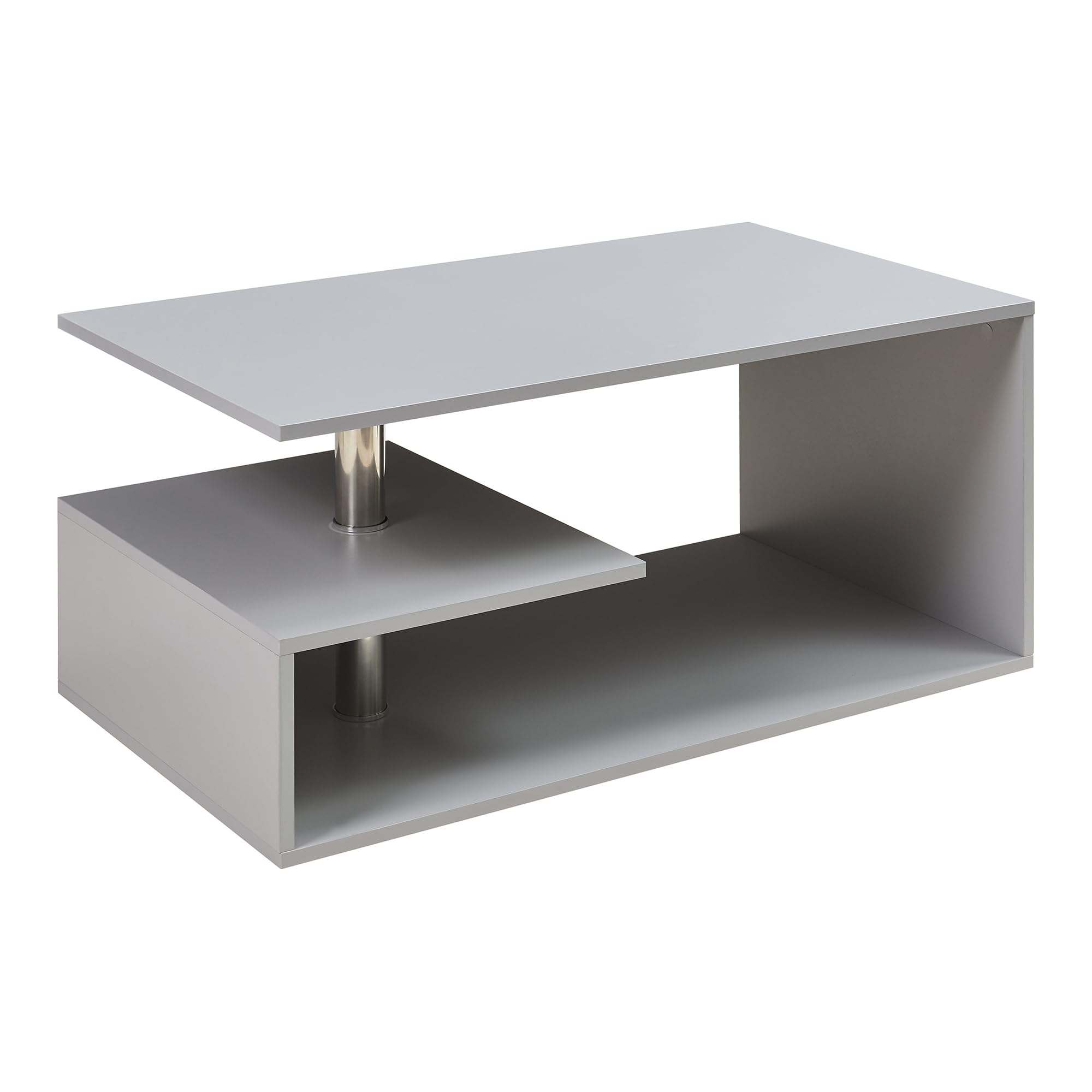 [en.casa] Couchtisch Haarlem Wohnzimmertisch rechteckig 90 x 50 x 41 cm Sofatisch mit Stauraum Kaffeetisch Hellgrau
