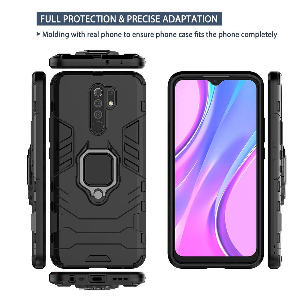 Max Power Digital Cover per Xiaomi Redmi 9A/Redmi 9AT con Girevole Anello 360 Gradi Custodia Magnetica Antiurto Rigida Resistente Protettiva Case