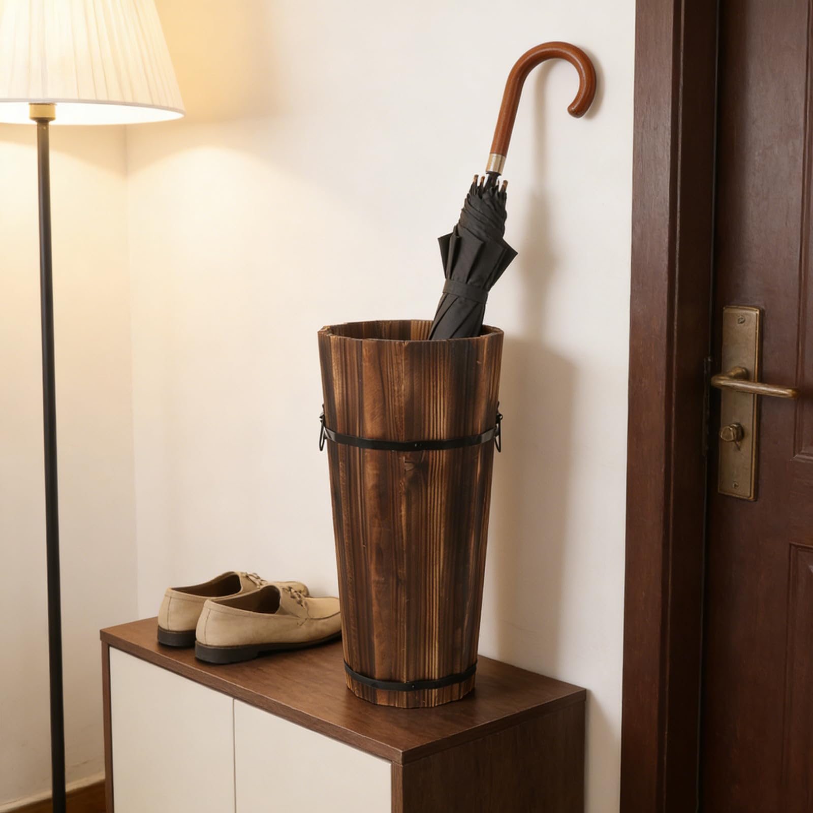 Portaombrelli e Design Multifunzionale Marrone Stile Vintage con Grande Capacità in Legno per Vari Ambienti Domestici