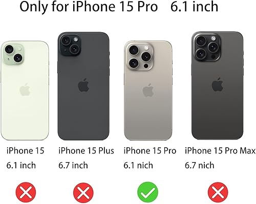 Miniatura 5 de Paquete de 2 protectores de pantalla de espejo de vidrio templado anti-azul para iPhone 15 Pro, 6.1 pulgadas, dureza 9H, antiarañazos, cubierta