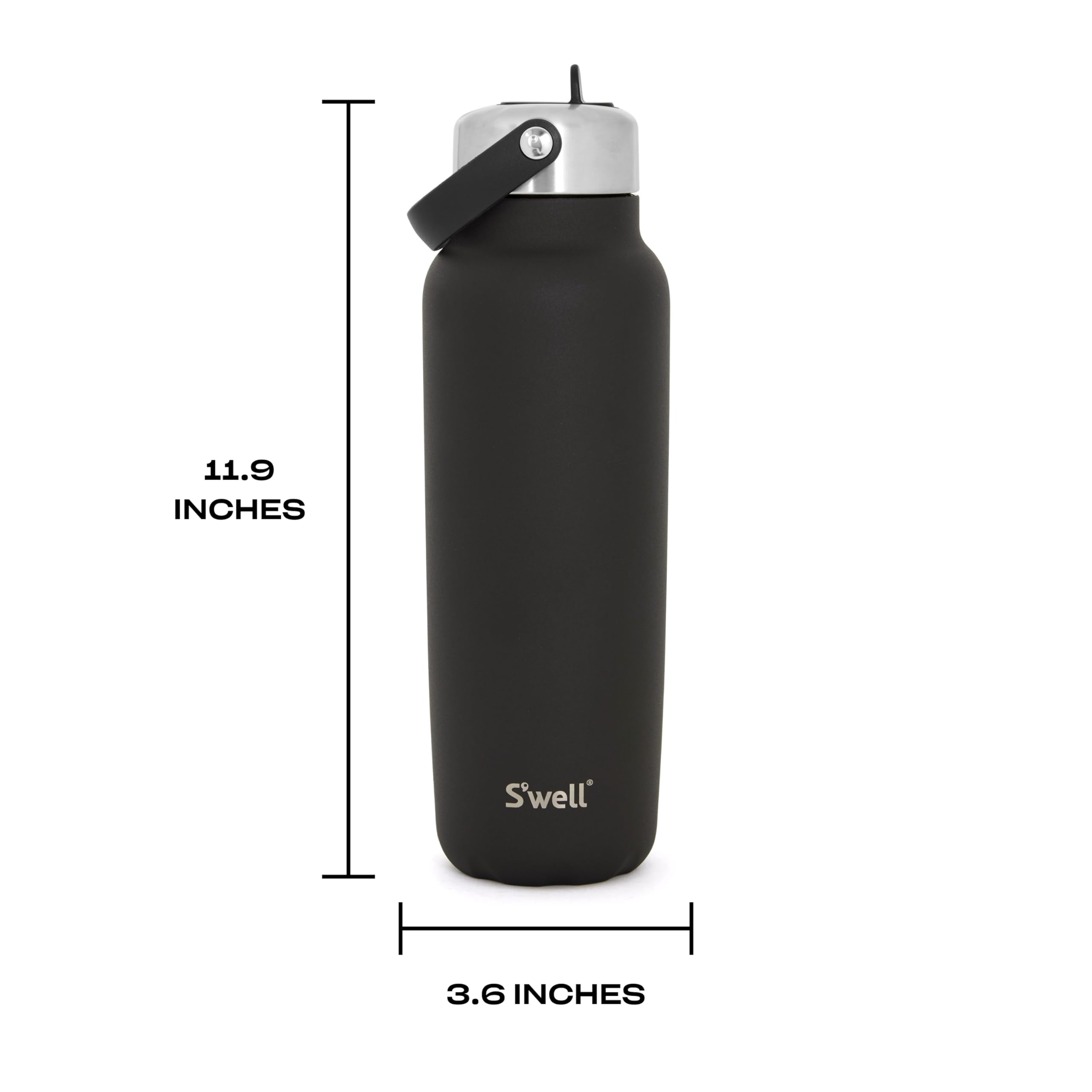 S'well Recycled Stainless Steel Explorer with Flip Straw Lid and Handle, 40oz, Onyx, Triple Layered Vacuum Insulated Containers Keeps Drinks Cold for 54 Hours and Hot for 12