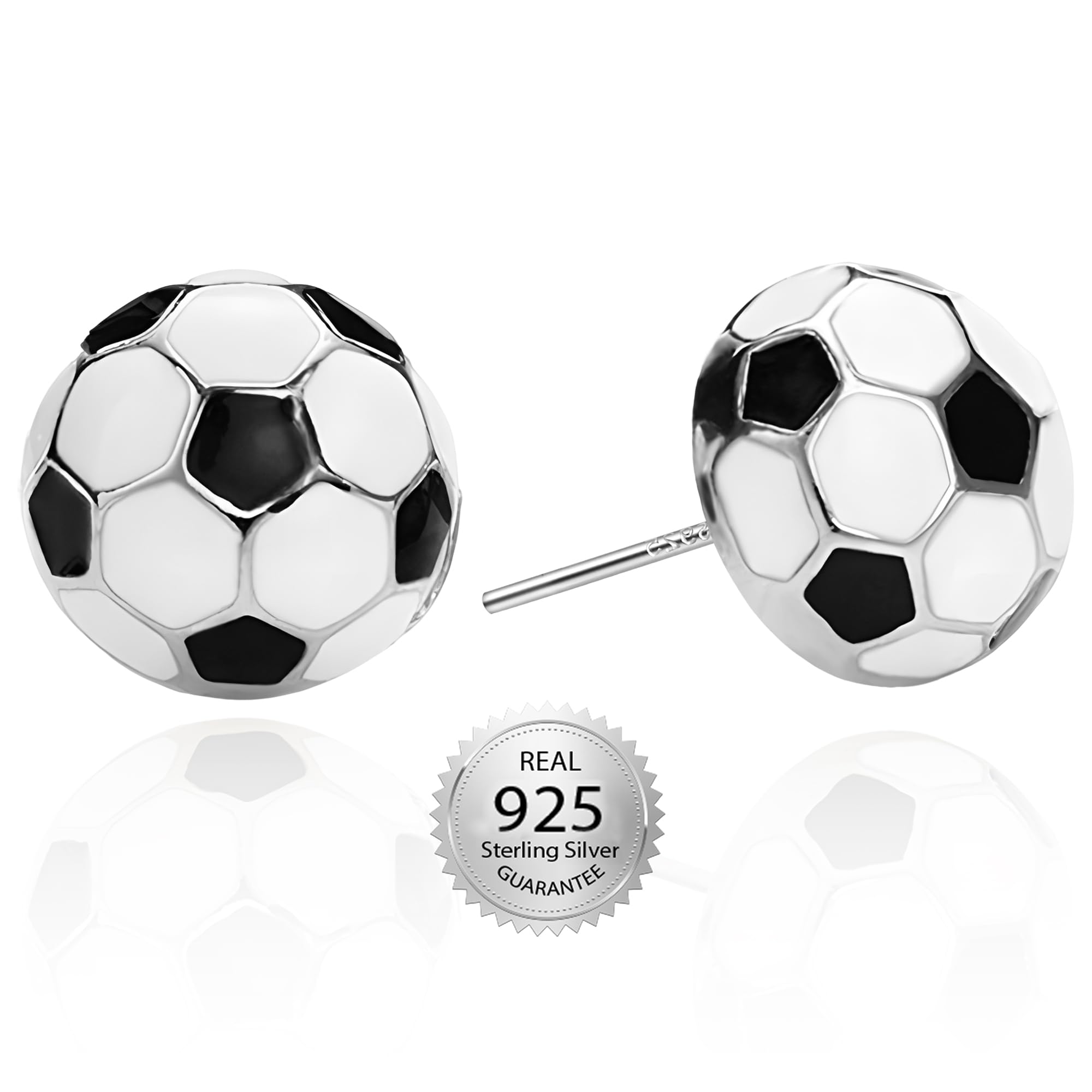 SmileBelle Sterling Silver Soccer Earrings