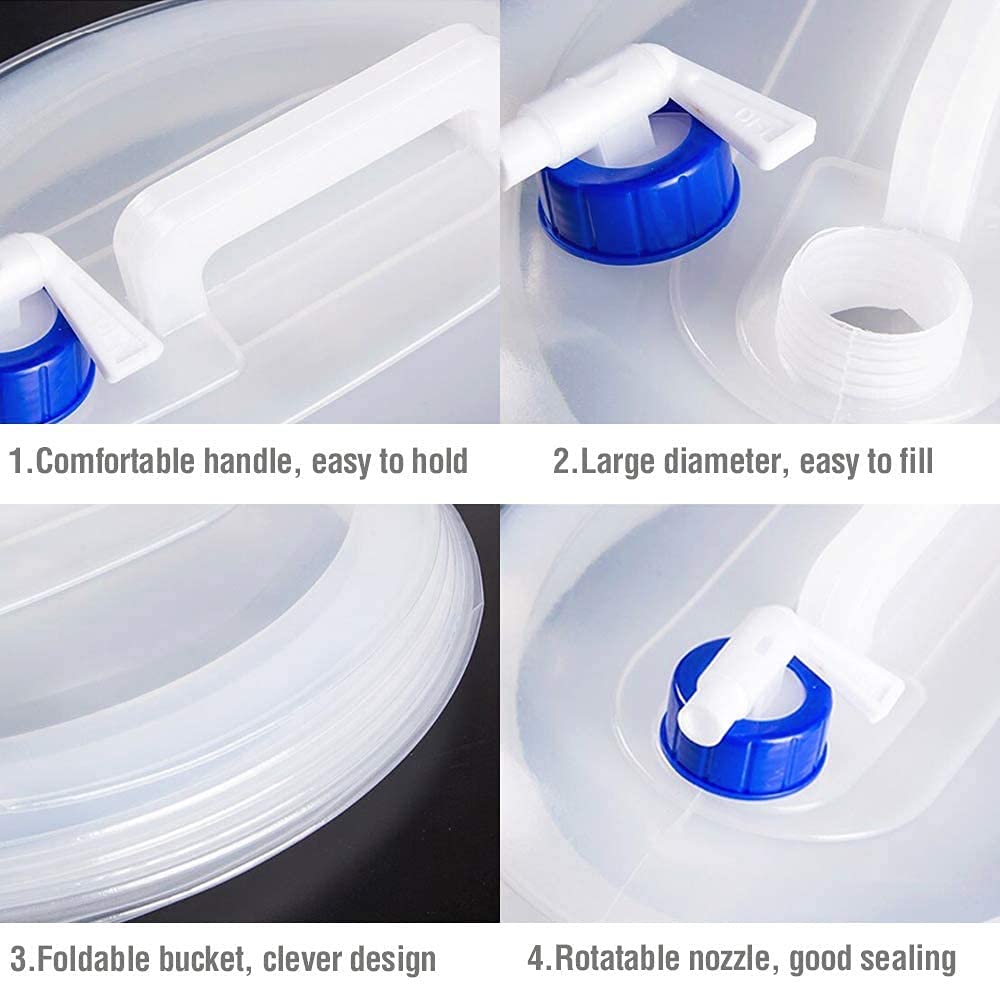 Conteneur d'eau pliable 5L porteur d'eau seau d'eau pliable avec réservoir d'eau pliable for le camping Pique-nique de voyage BBQ Pêche (Size : 5L 2Pack)