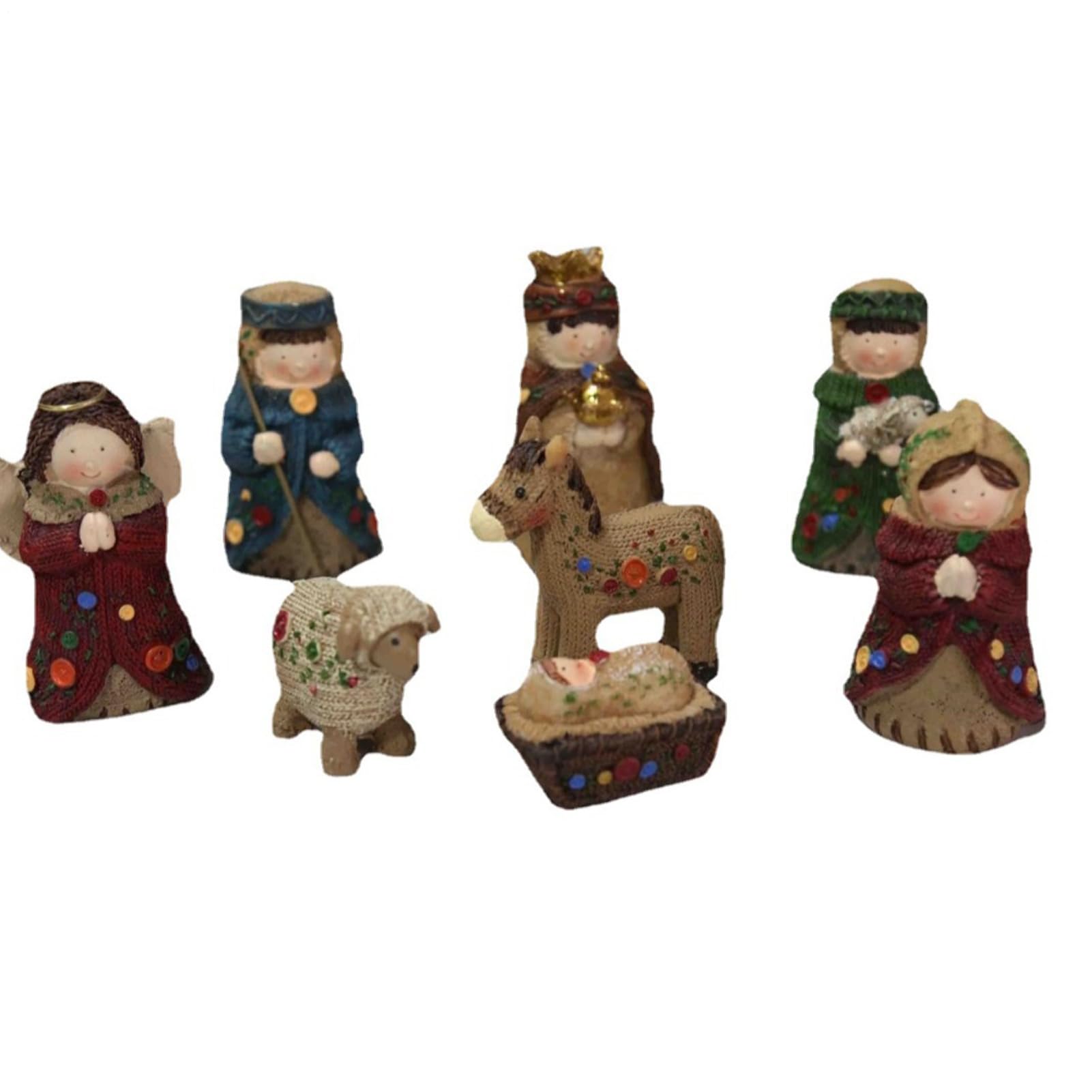 Krippe der Krippe für den Innenbereich - 10 Stück Figuren aus Harz | Statuen für die Krippenszene - für Innendekorationen zu Weihnachten im Haus auf Schreibtisch