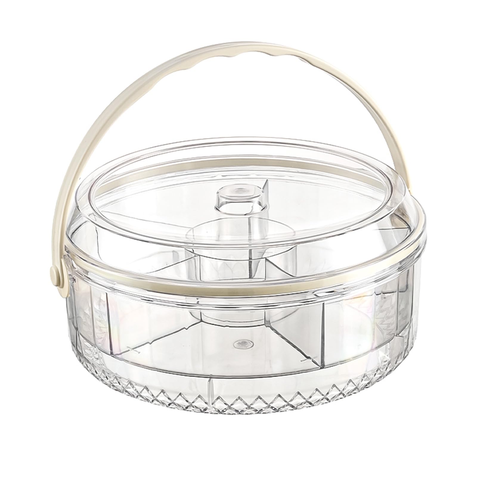 Shurhome Clear Acrylic Food Storage Container with Ice Compartment 5 Sections for Cold Cut Appetizers Freshness Produce Display Refrigerated Vegetable Storage Container