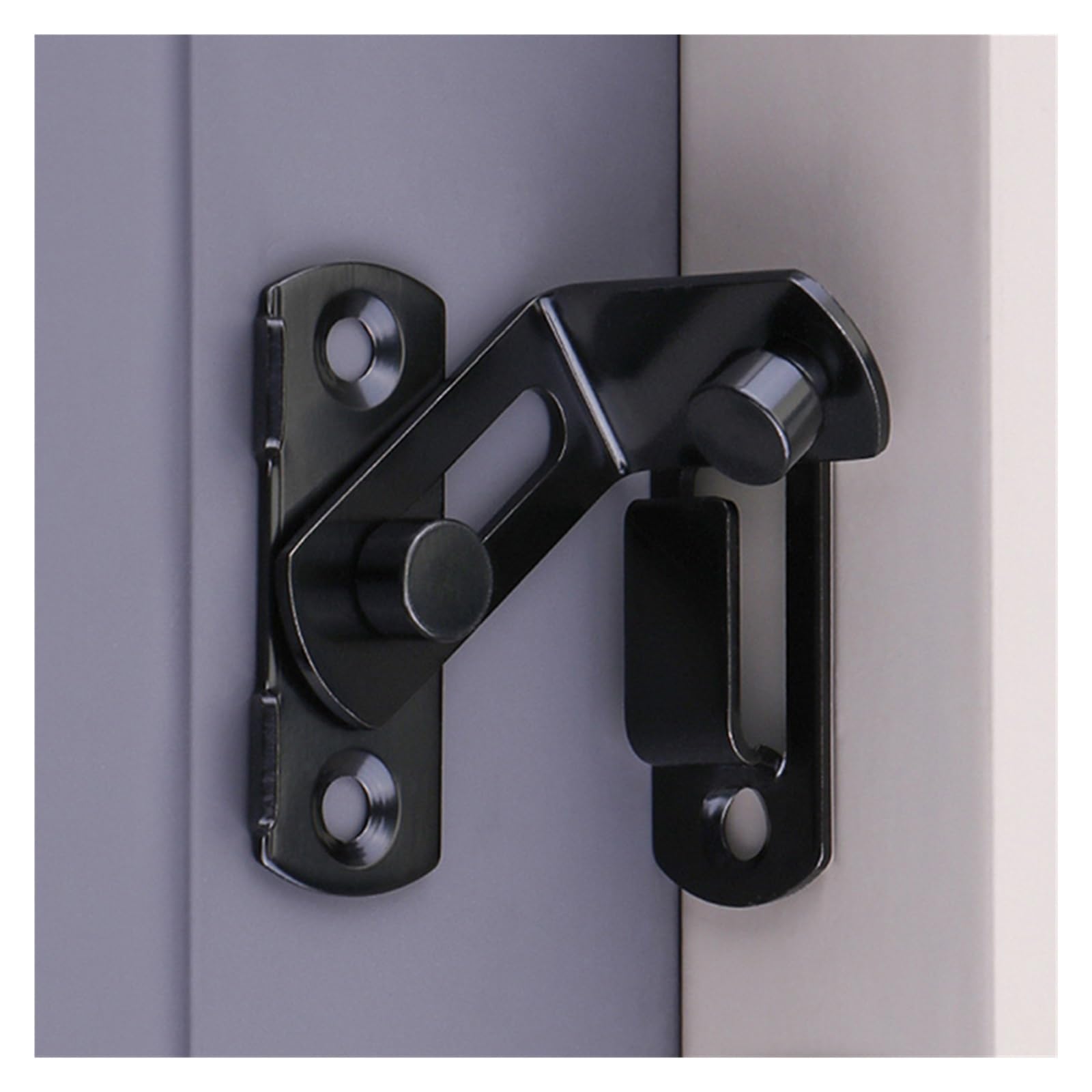 Cerrojo para Puerta, Cerradura de Puerta Pestillo de Puerta corredera Acero Inoxidable Ángulo Recto 90 180 Grados Multicolor(180du-l-black)