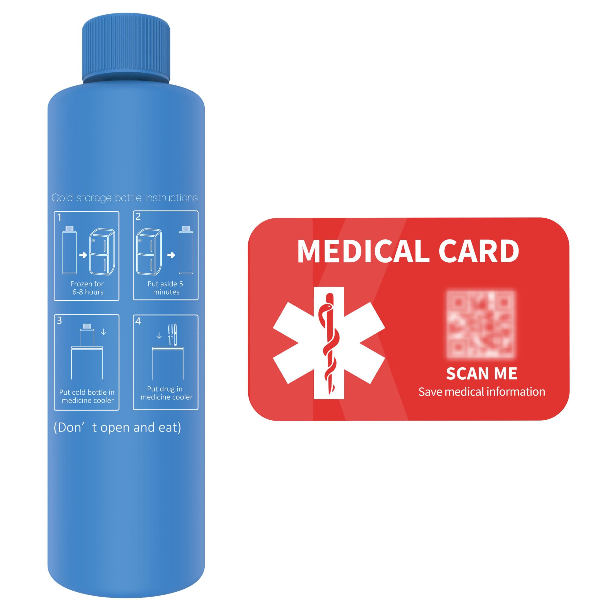 1-WHEAT Ice Packs for Insulin Cooler Travel case, Blue, 1-WHEAT 60H
