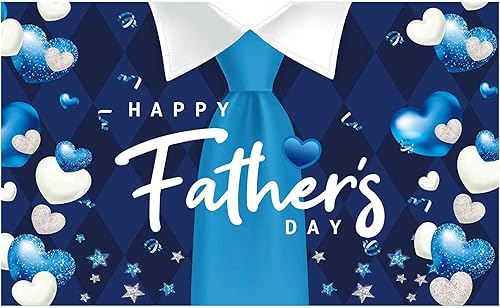 Miniatura 1 de Funnytree Fondo de fiesta para el día del padre con texto en inglés "I Love Dad" con texto en inglés "Thank You Dad", fondo de corazón azul y blanco