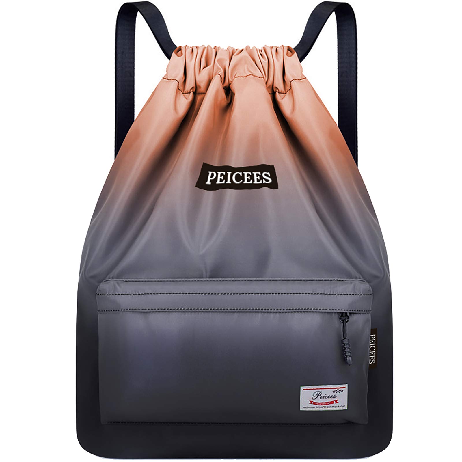 PeiceesPeicees Waterproof Drawstring Sport Bag Lightweight Sackpack Backpack for Men and Women