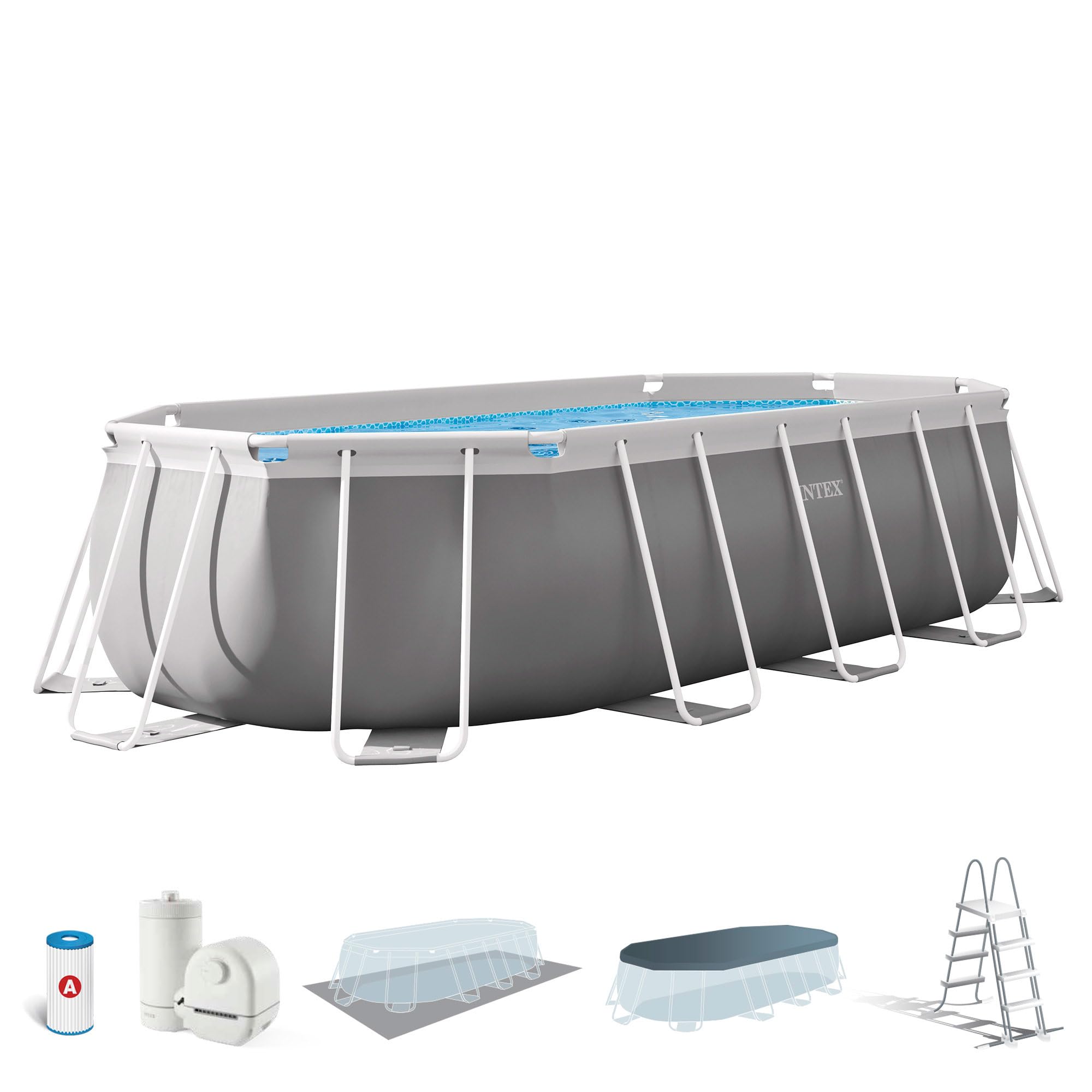 Intex Piscine Prism Frame Oval Tubulaire, 5,03 x 2,74 x 1,22 m