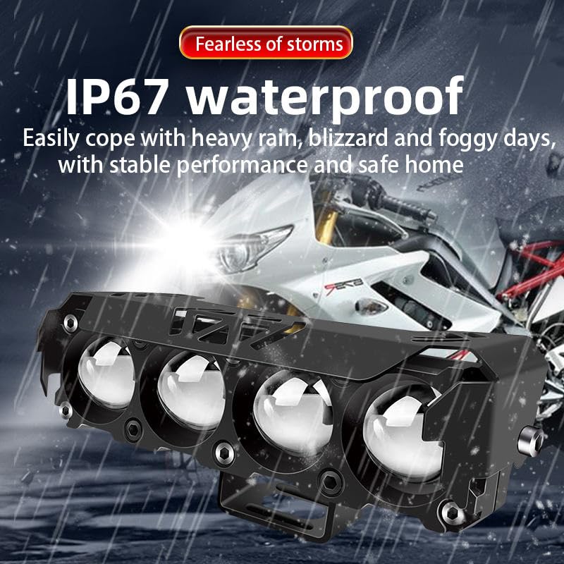 Image of NIGHT LIFE 4 Lens Dual Color LED Fog Light Bar with White & Yellow Modes, 12V Waterproof Aluminium Alloy Body, IP67, High Brightness Long Range Spotlight for Cars & Bikes (Pack Of 1)