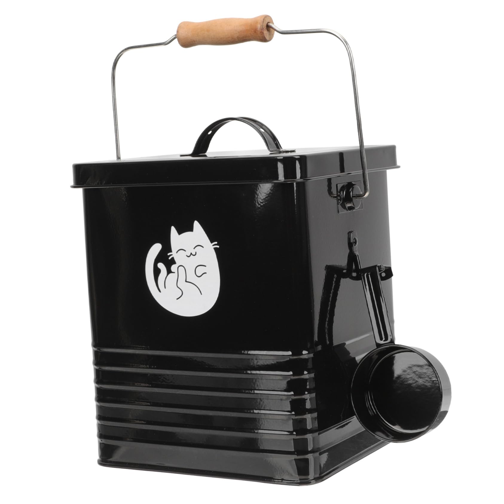 Caja De Almacenamiento Para Mascotas Cubo De Comida Para Gatos y Perros Diseño Práctico