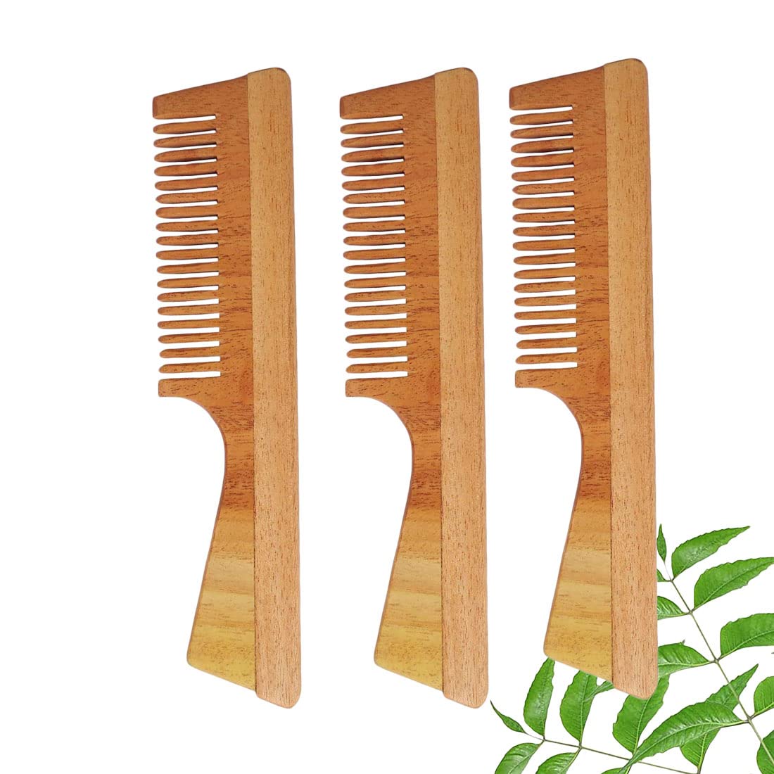 DAUMI Ayurvedic Neem Wood Hair Comb Combo (Pack Of 3) | Hair Growth, Hairfall, Dandruff Control | Hair Straightening, Frizz Control | Comb for Men, Women-image-4