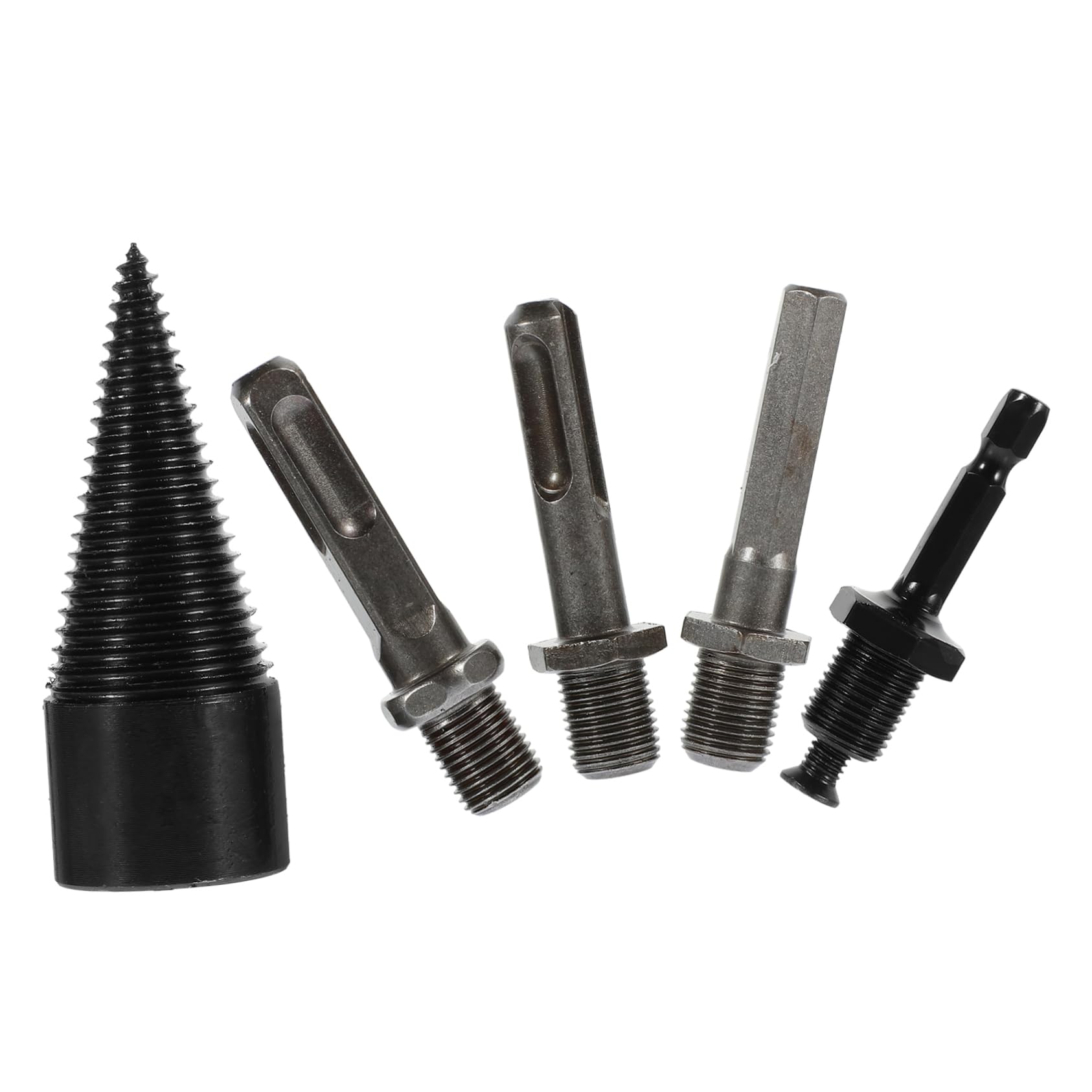 Hemobllo 2 Set Spaccalegna Per Legna Da Ardere Falegnameria Utensili Trapano Elettrico Cono Della Punta Del Trapano Coni Spaccalegna Acciaio Carbonio Black 5 Pezzi*2