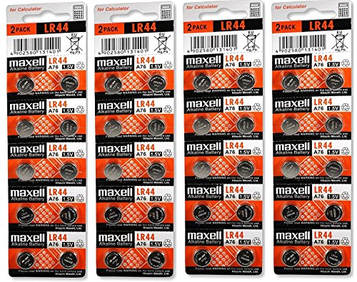 Maxell LR44 (A76) Batteries, 40 Count
