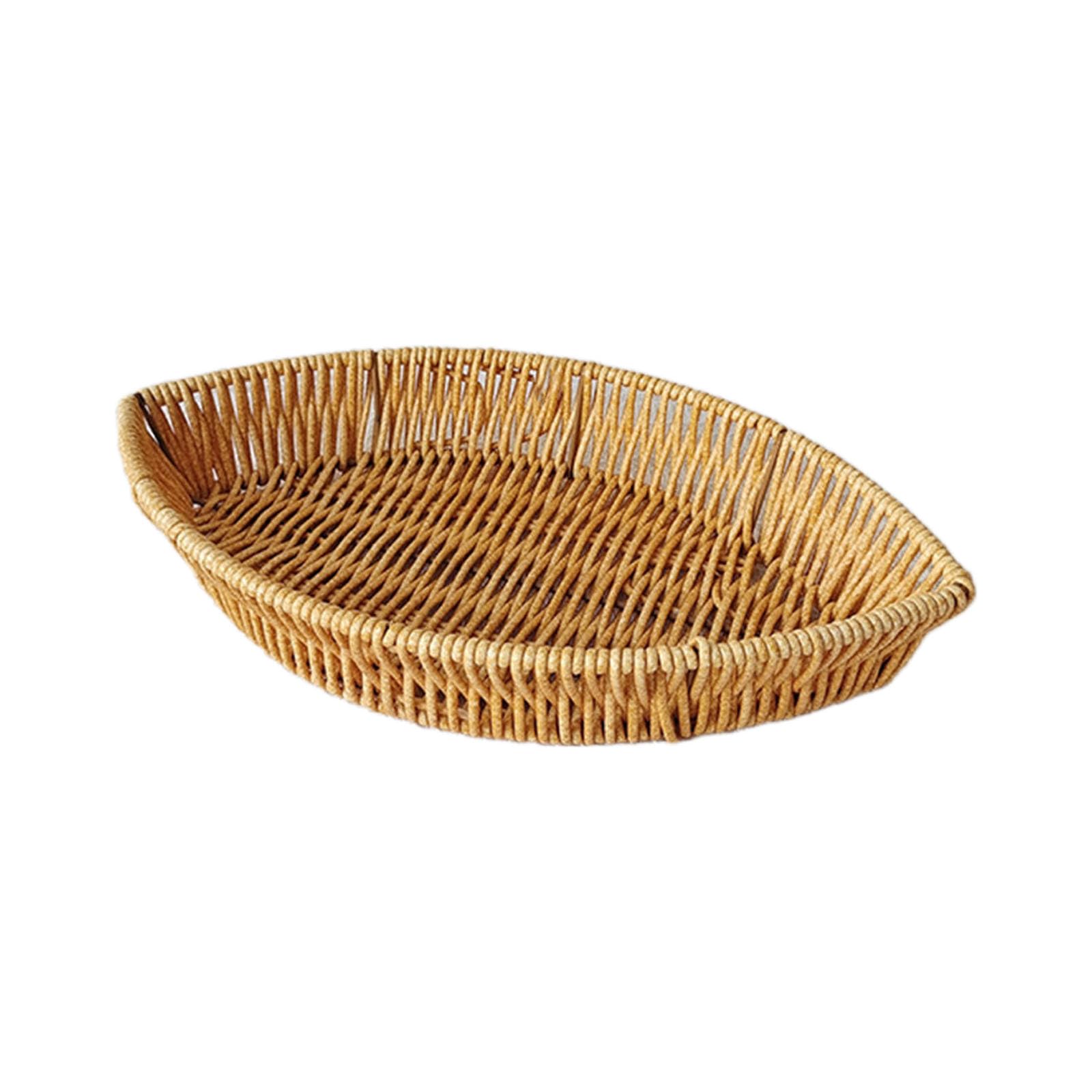 Buxuaaaa Multicolor Snacks Storage Plate Bread Imitation Rattans Shaped Fruit Tray For Everyday Use Kitchen Organizers Imitation Rattans Basket