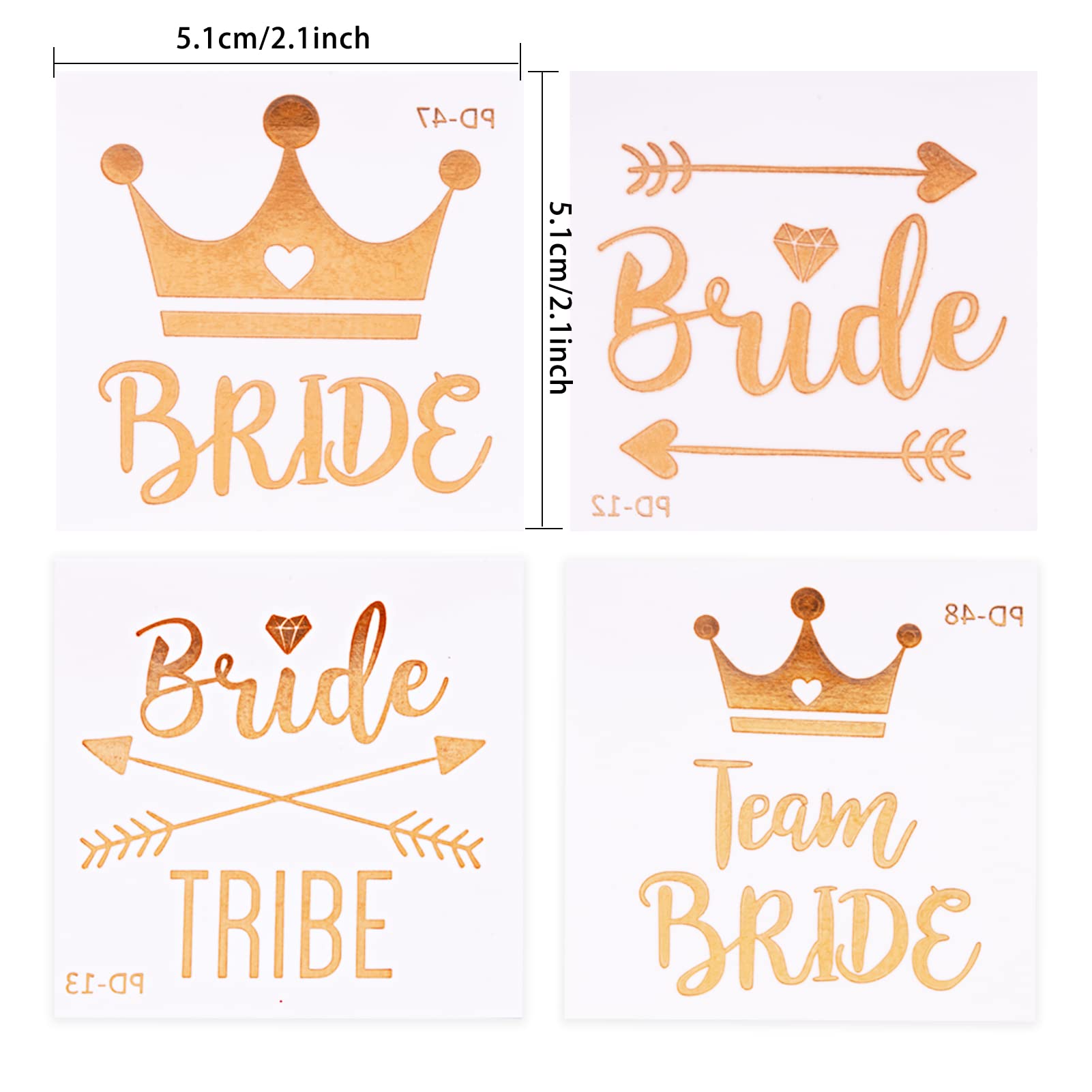 20-Pack Team Bride Temporary Tattoos for Hen Party Gold Bachelorette Party Accessories, Style B, 20 Sheets - Image 2