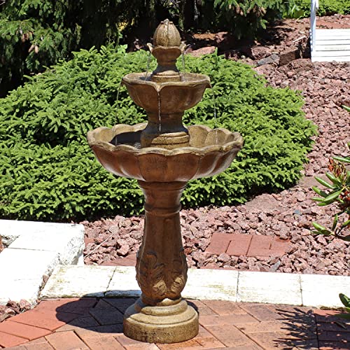 Sunnydaze 38-Inch Blooming Flower Outdoor Tier Fountain - Water Feature For The Garden, Patio, Yard, Or Deck #TOP29