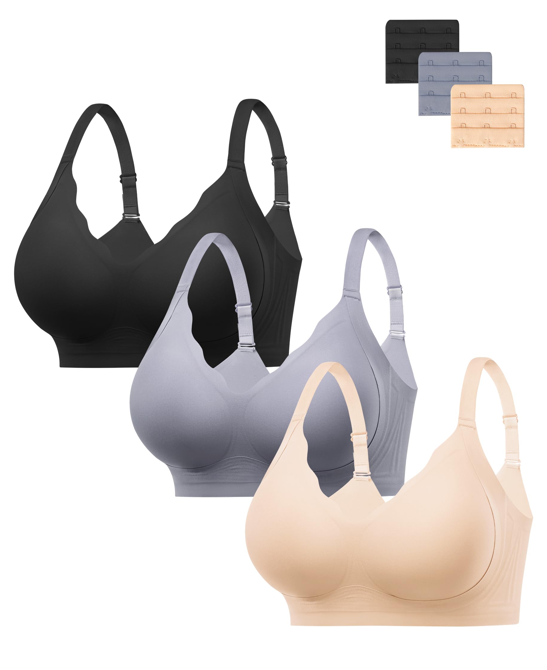 HBselect Nahtloser BH Damen ohne Bügel Push Up BH Große Brüste Starker Halt Bralette Komfort Vollschalen Gepolstert Bustier weicher BHS Bequemer T-Shirt Soft Bra