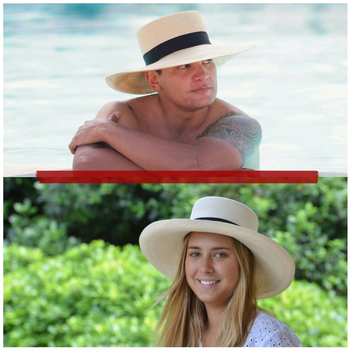 Gamboa Originale Cappello Panama Tesa Larga Cappelli di Paglia Uomo e Donna Protezione Solare UPF 50+