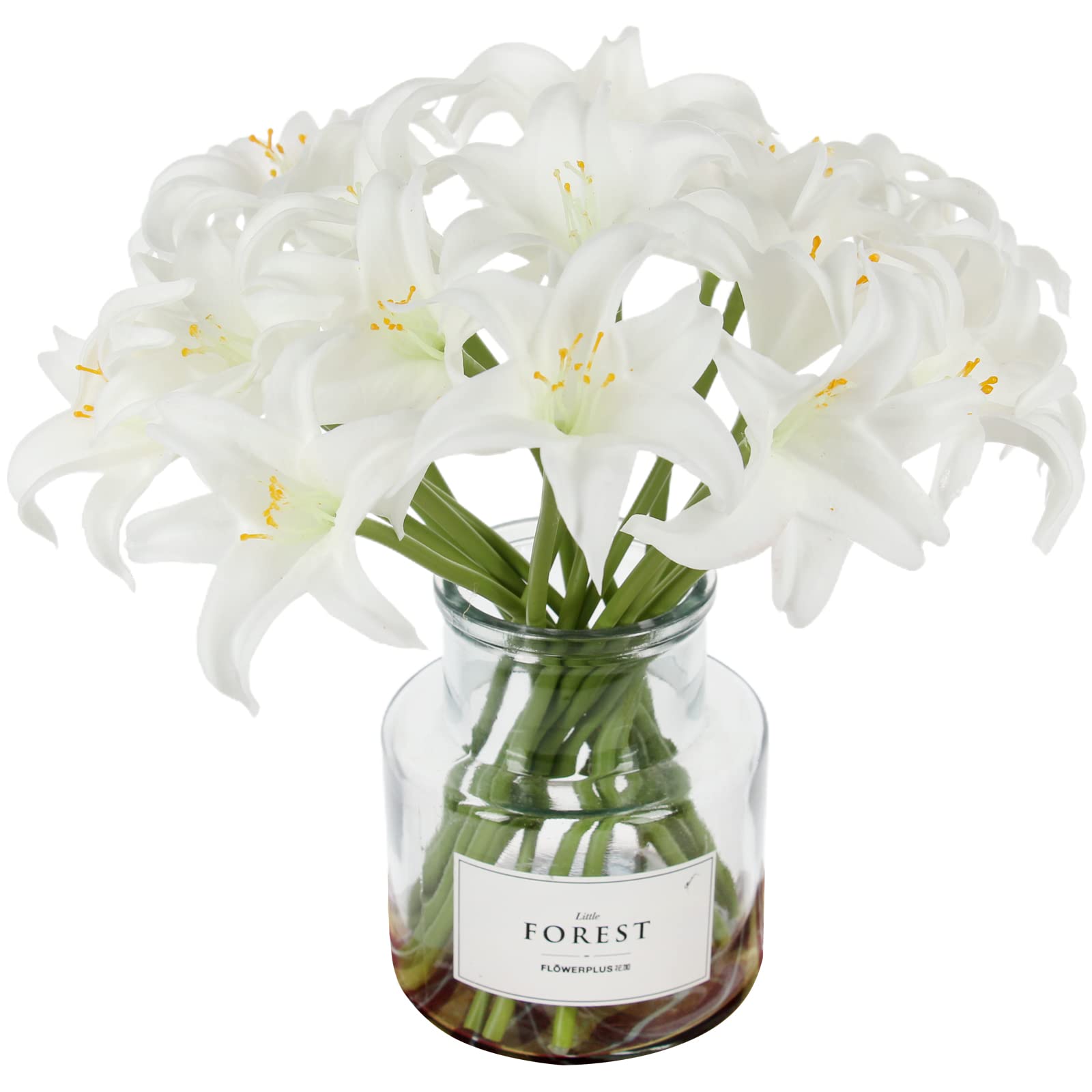 Tinsow Artificial Lily Real Touch Flowers Fake Latex Lily Flowers White Mini Lily for Wedding Home Decoration Small Easter Lily (White, 20)
