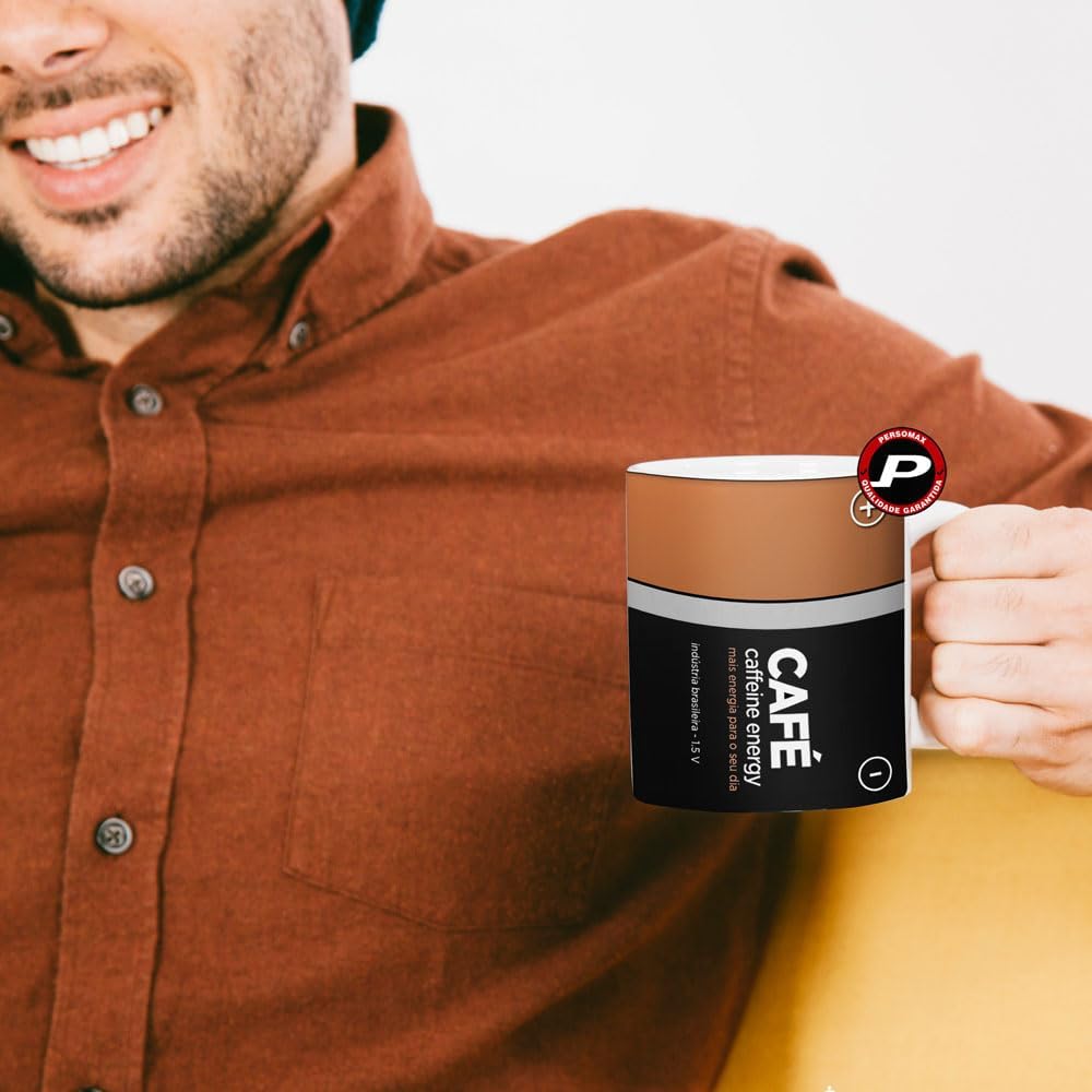 Caneca Café Pilha Caffeine Energy Geek Nerd Humor Meme