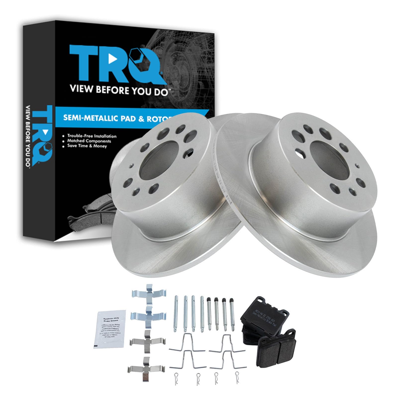 TRQ Rear Brake Pad and Rotor Set Semi Metallic