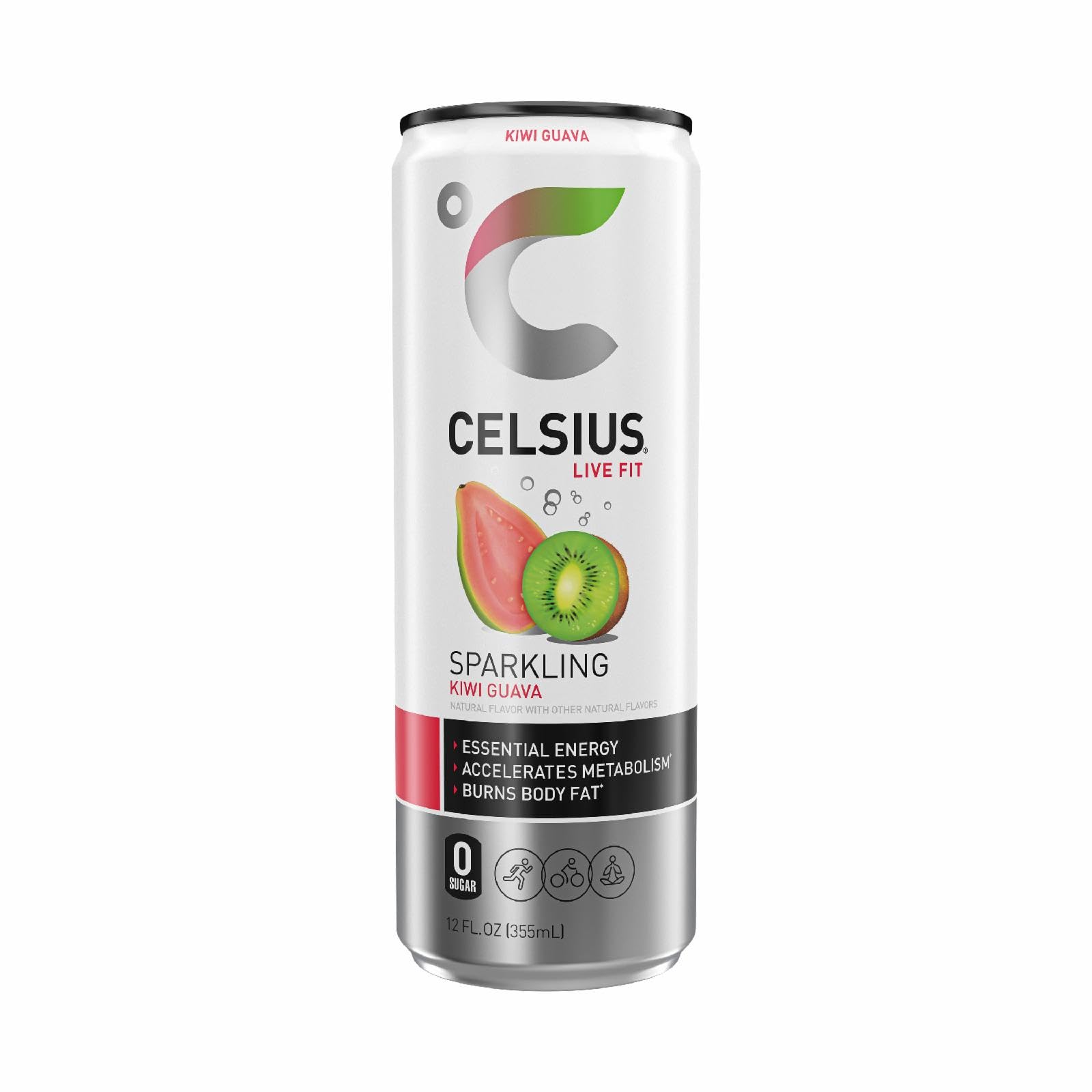 CELSIUS Sparkling Kiwi Guava, Functional Essential Energy Drink, 12 Fl Oz