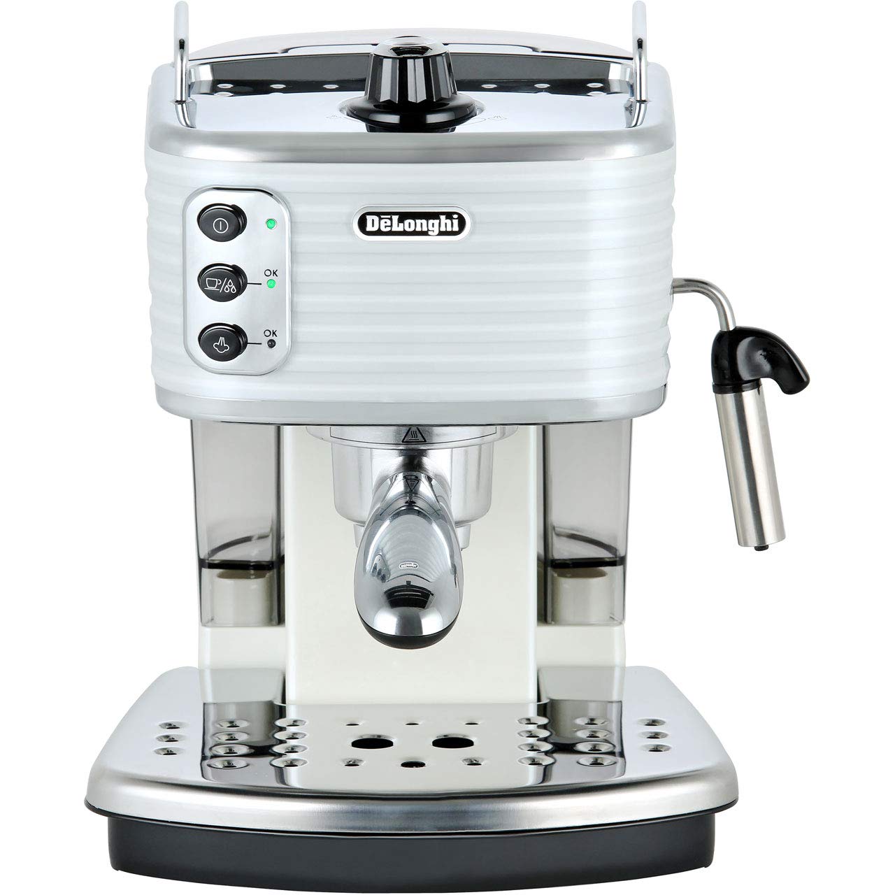 DeLonghi Scultura Cafetera de espresso manual, Independiente, 1.4 L, 15 bares, acero inoxidable, gris