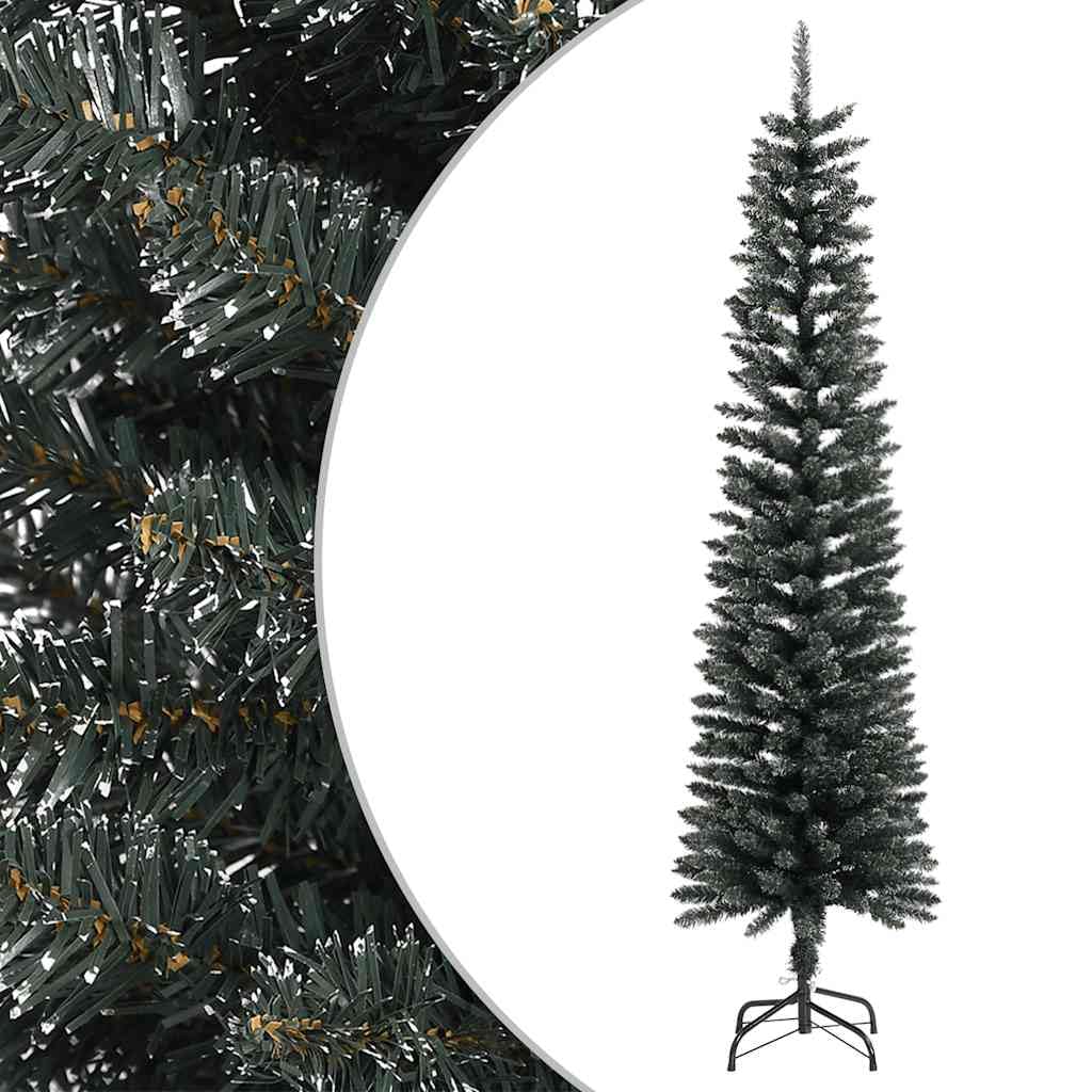 Sapin de Noël artificiel fin de 180 cm avec 286 pointes - Blanc enneigé pour les pièces étroites - Décoration de Noël avec support en acier solide